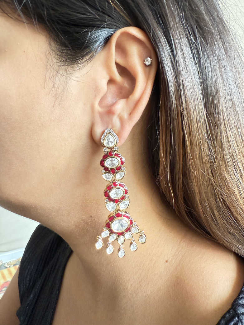 RISHI RED LONG EARRING