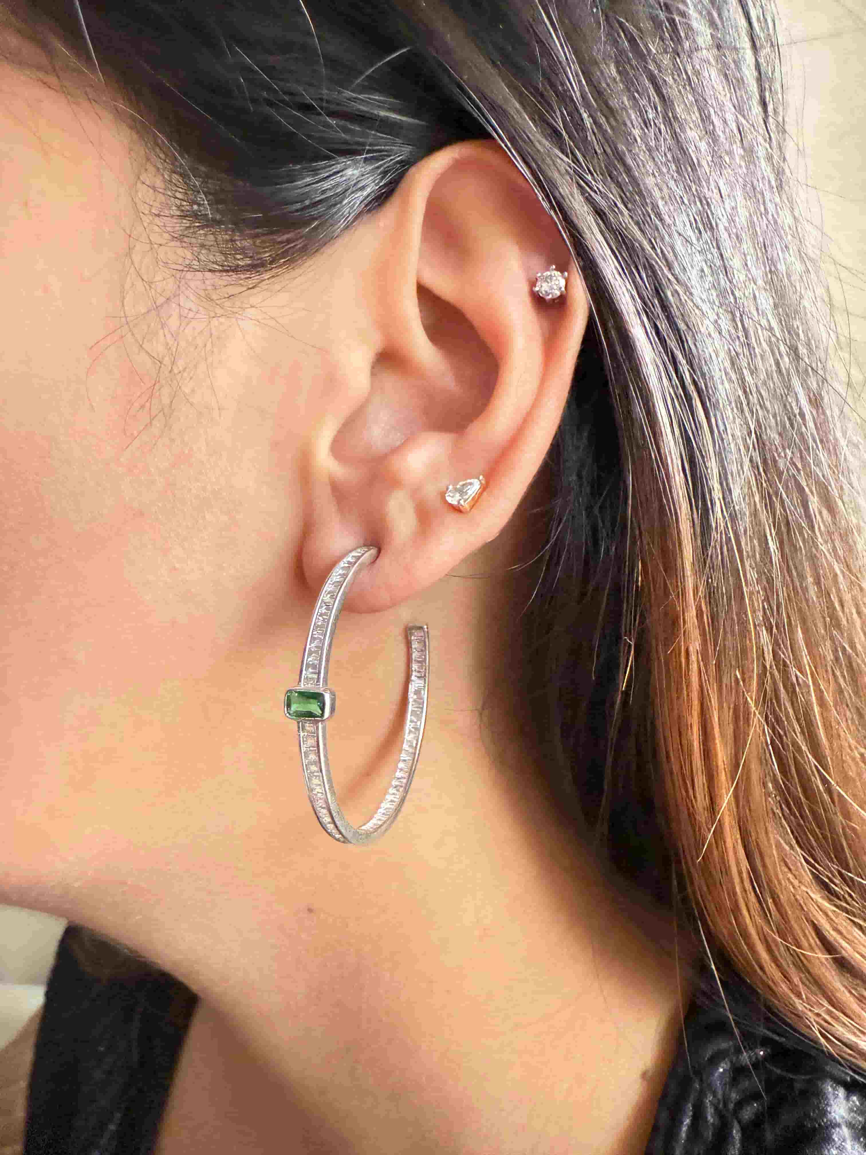 ZANE GREEN 92.5 SILVER HOOPS