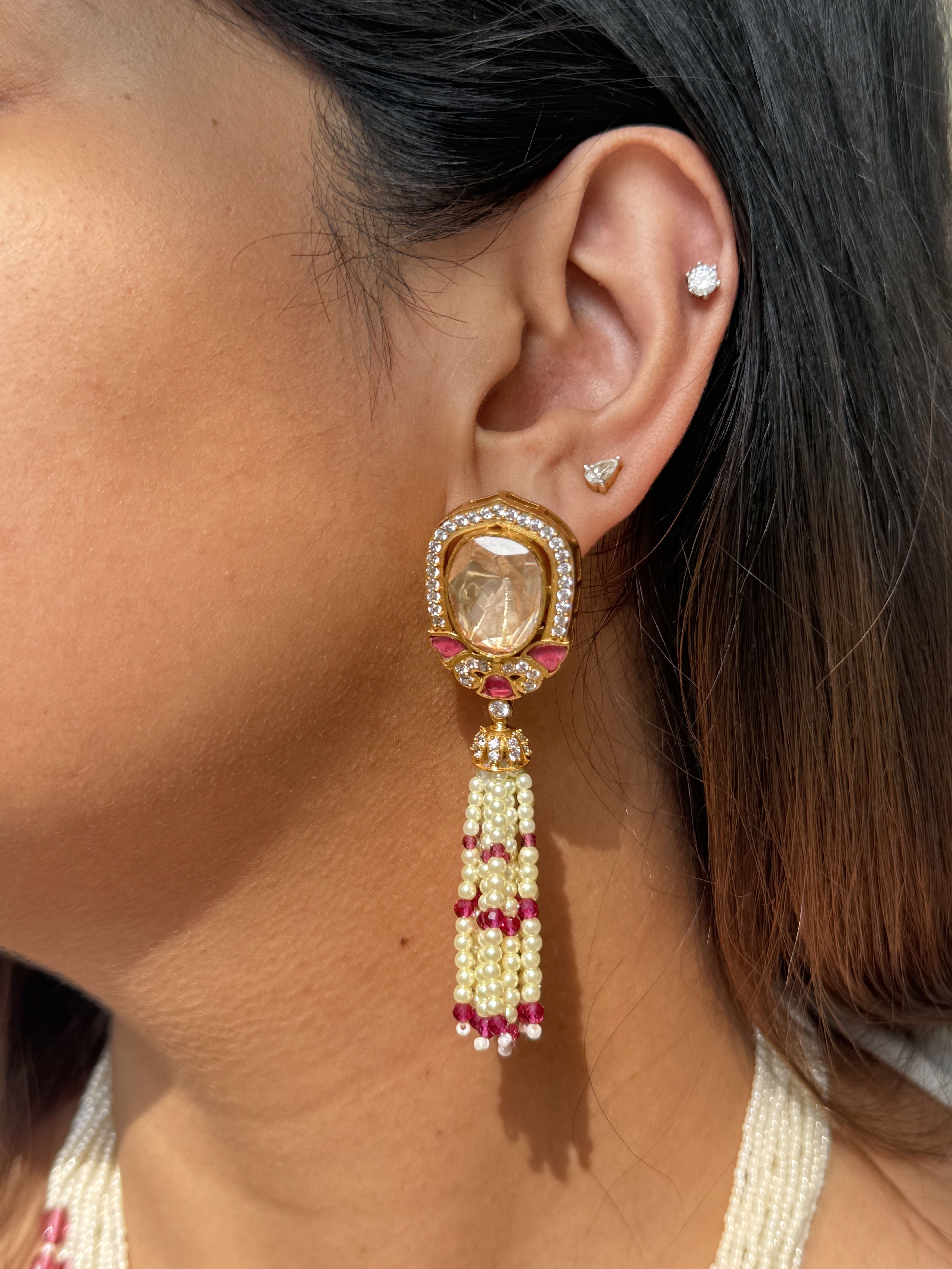 JASMINE PINK MOISSANITE POLKI SET