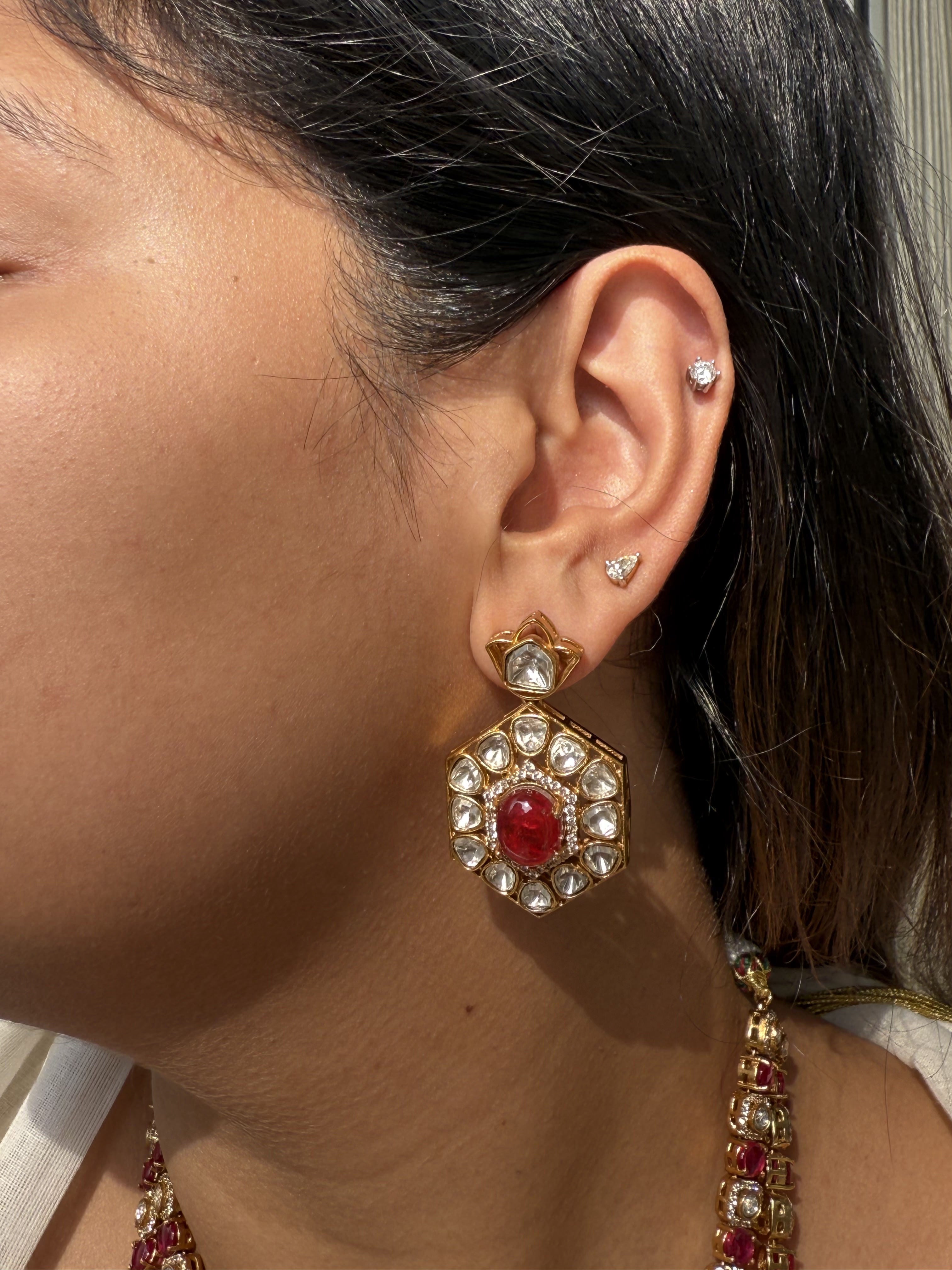 NISHA 2 LINE RUBY NECKLACE SET