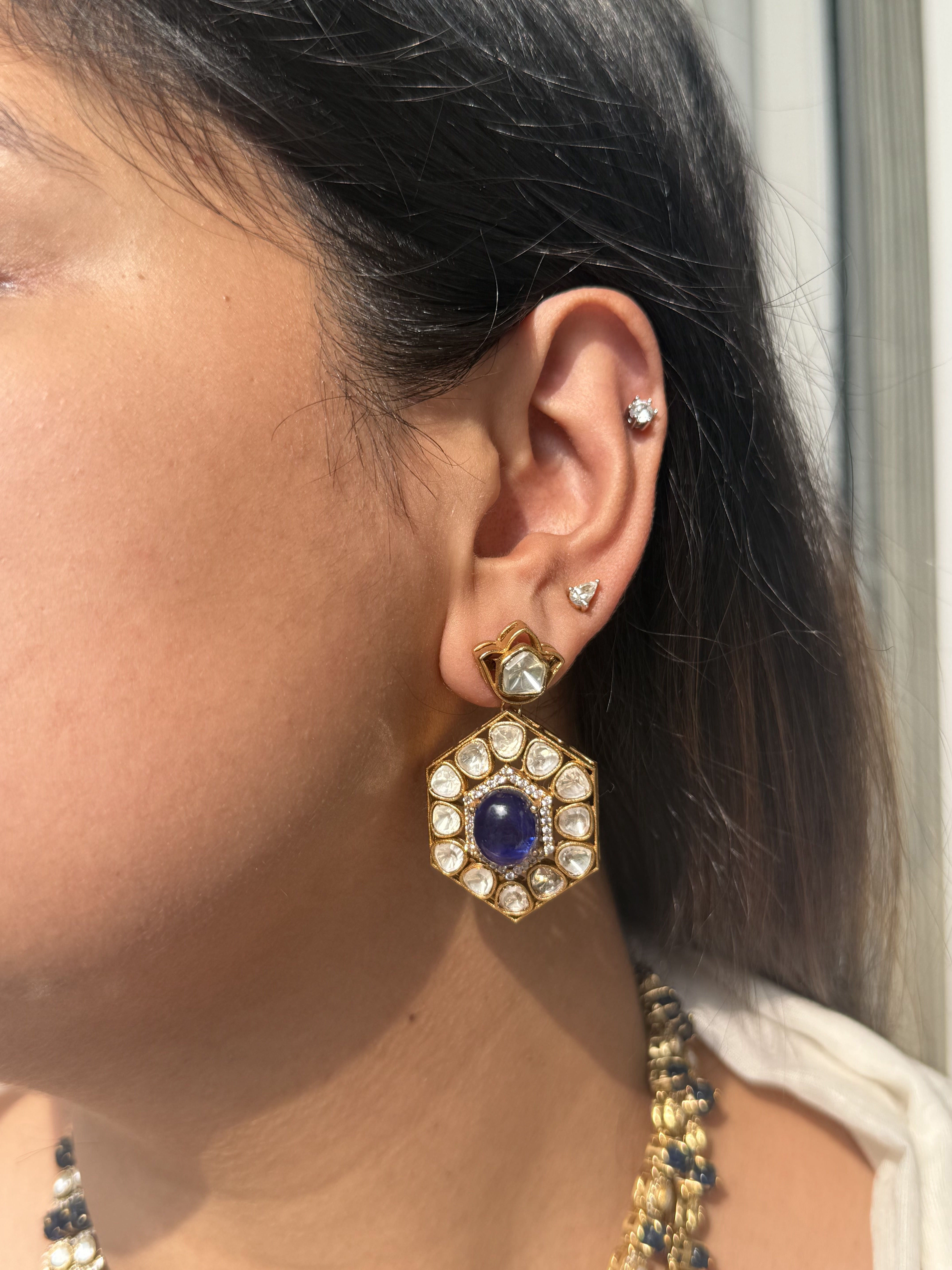 NISHA 2 LINE BLUE NECKLACE SET