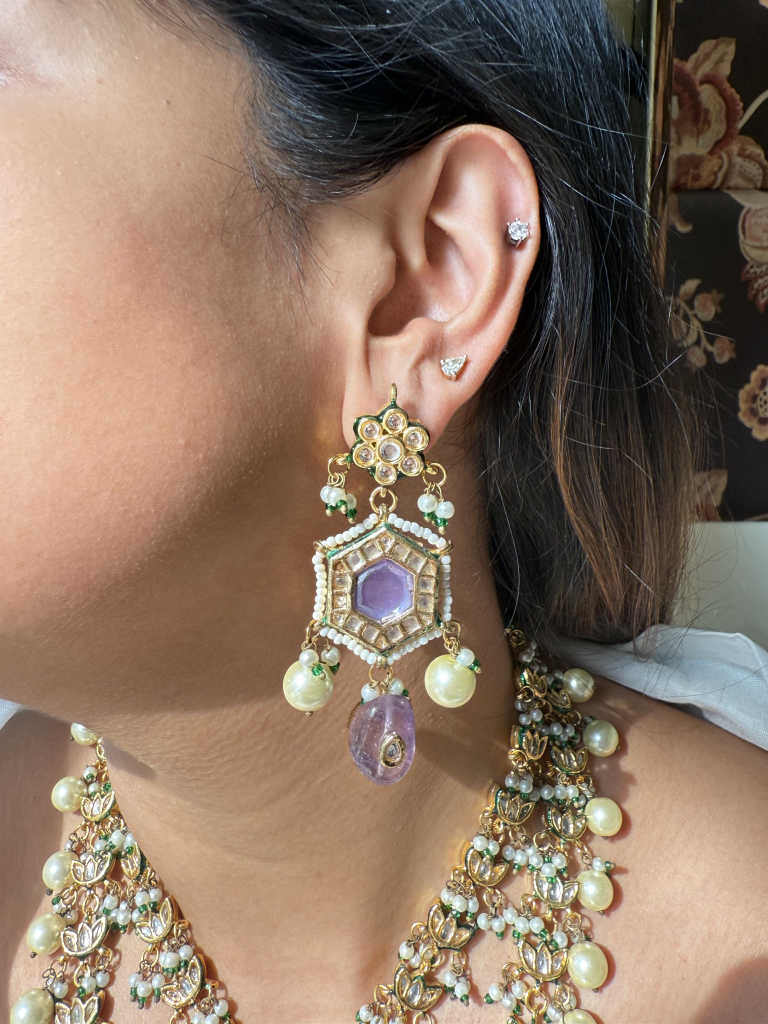 NITRA LILAC 2 LINE POLKI SET