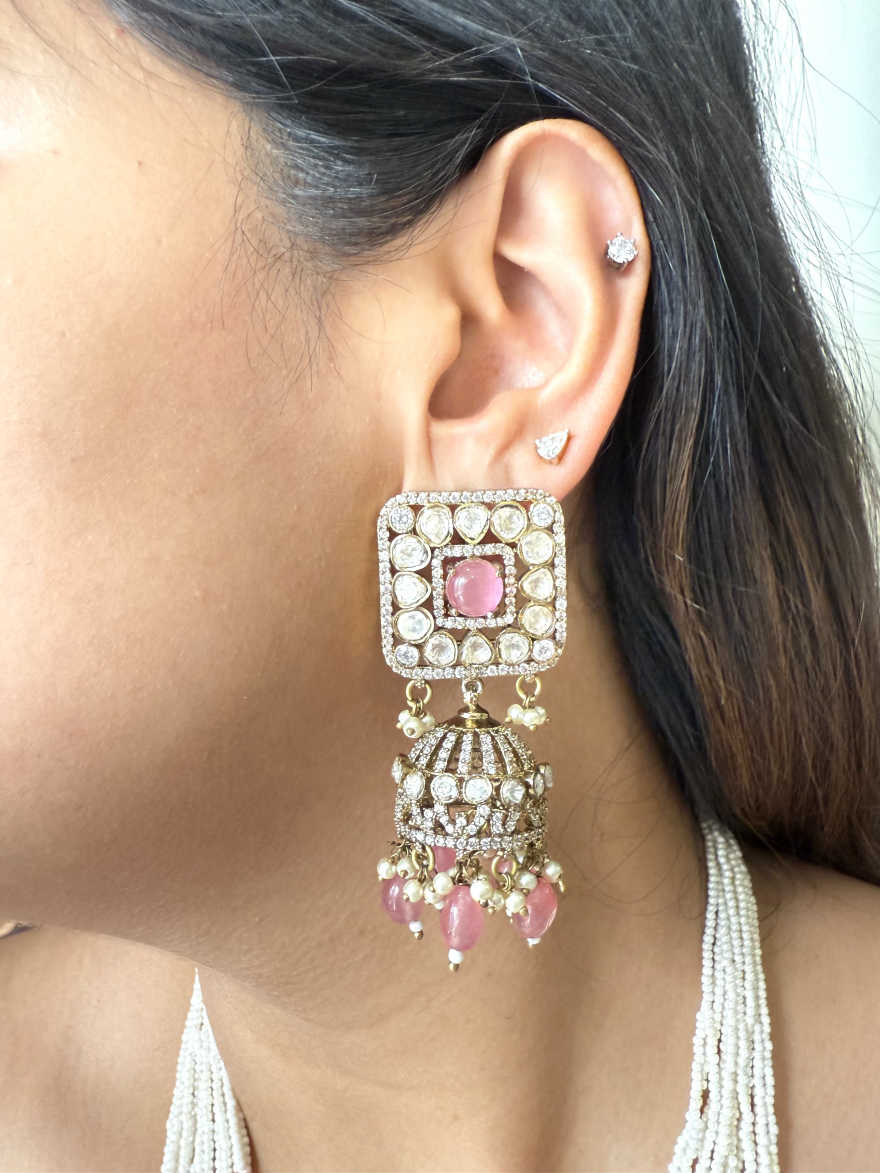 PRIYA LONG PINK VICTORIAN SET