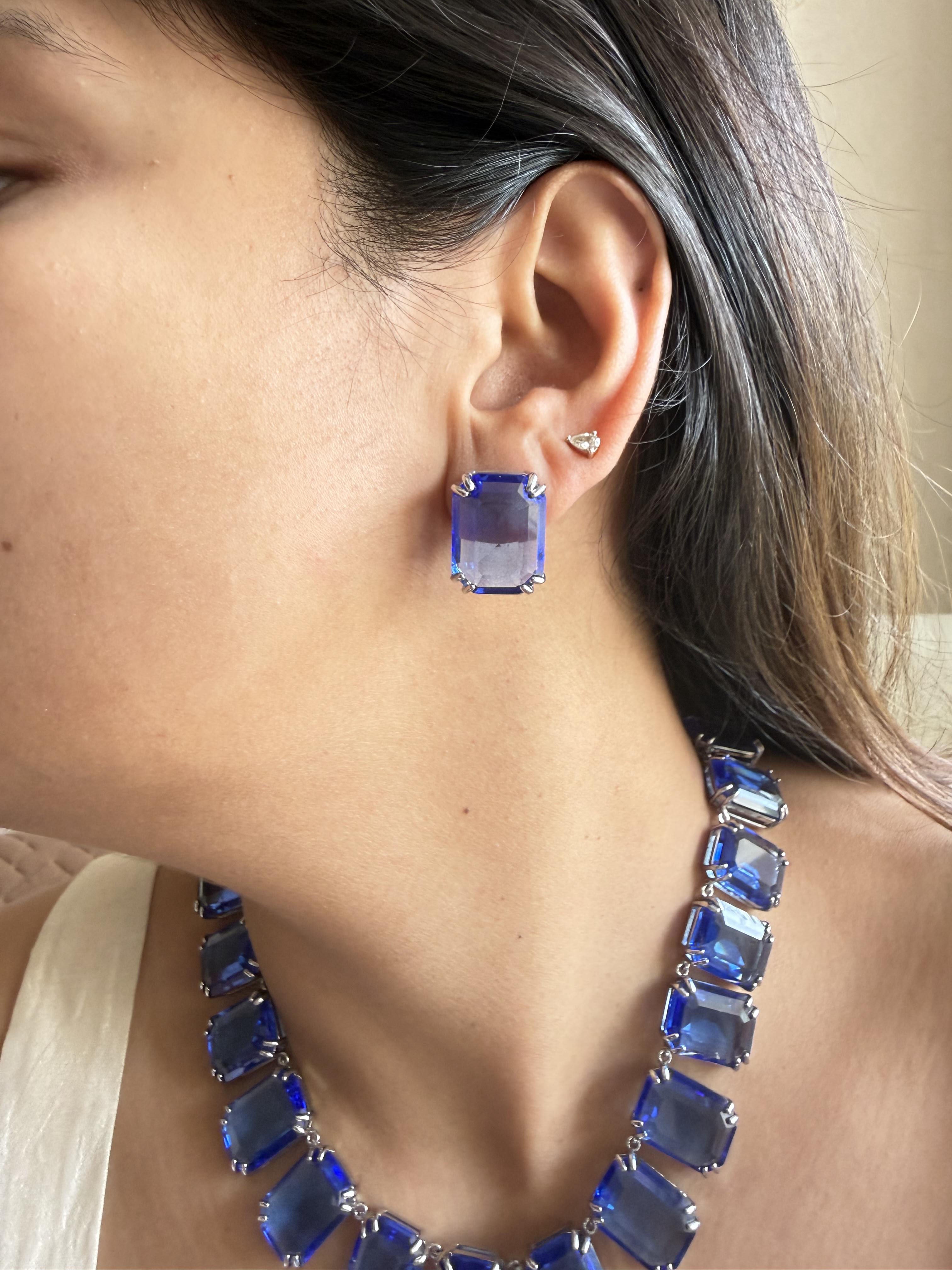 FREDA BLUE 92,5 SILVER & SWAROVSKI NECKLACE SET