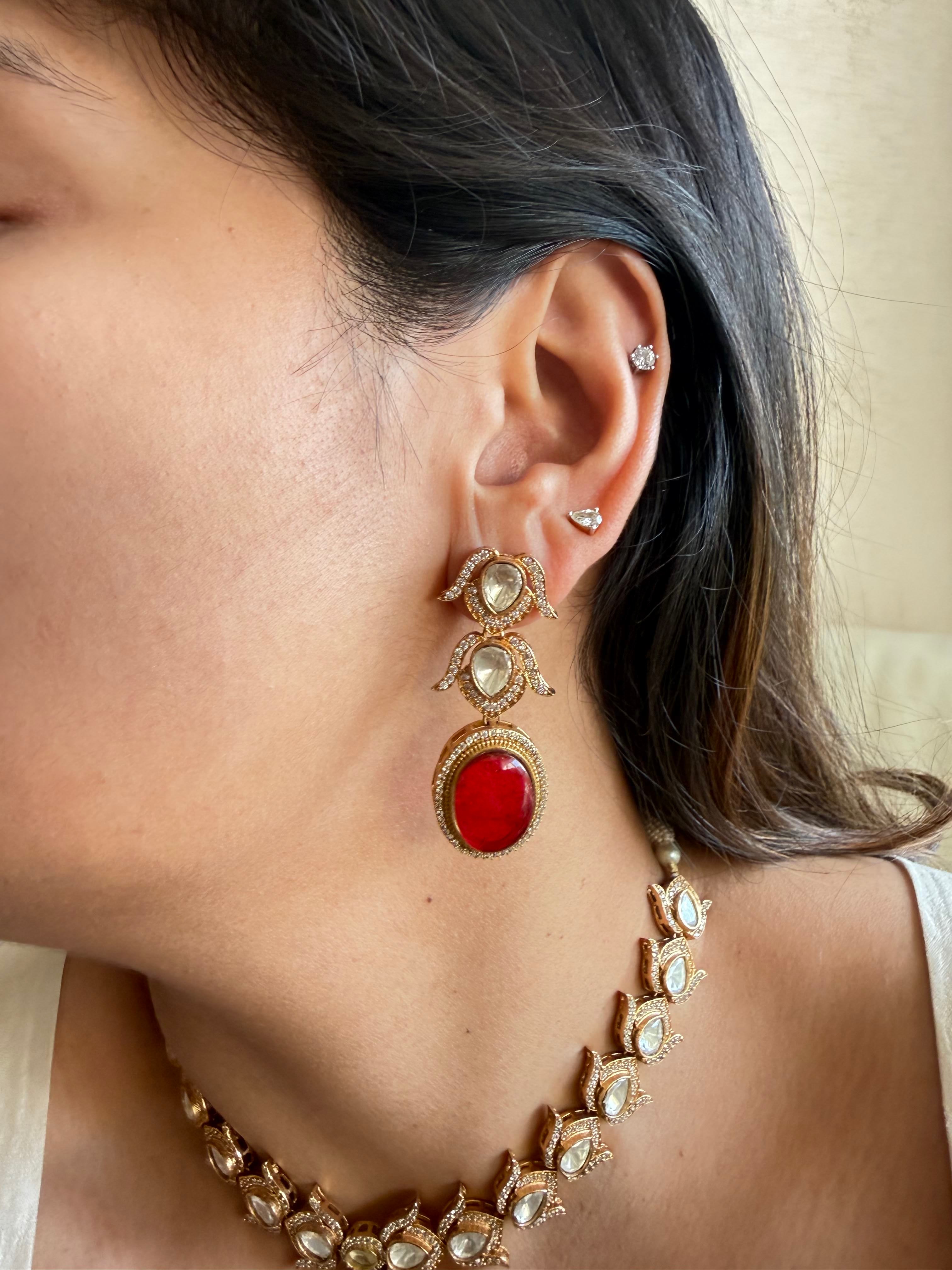 ANUJA POLKI STRING WITH RED DROP