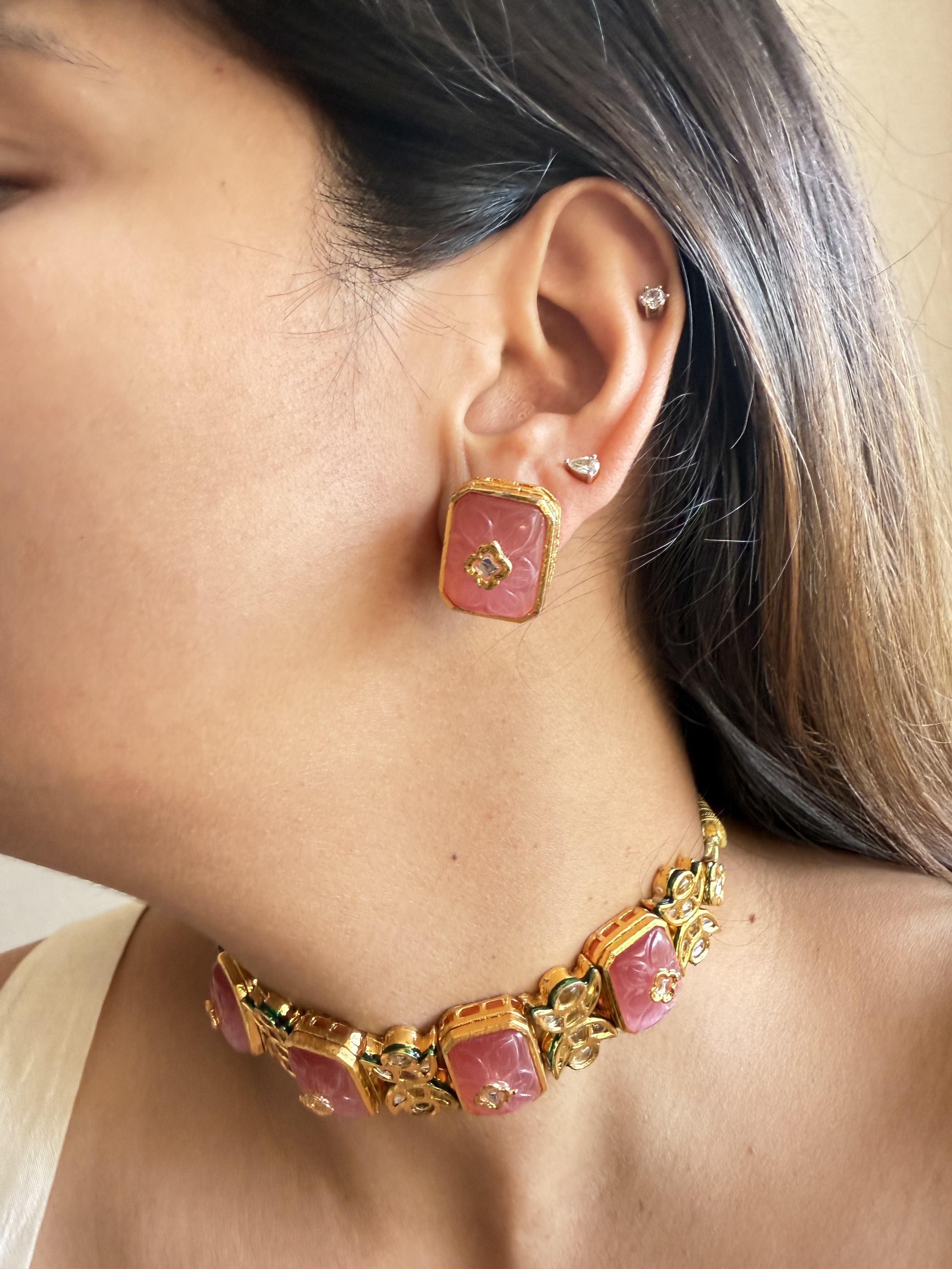 PINK KUNDAN CHOKER SET