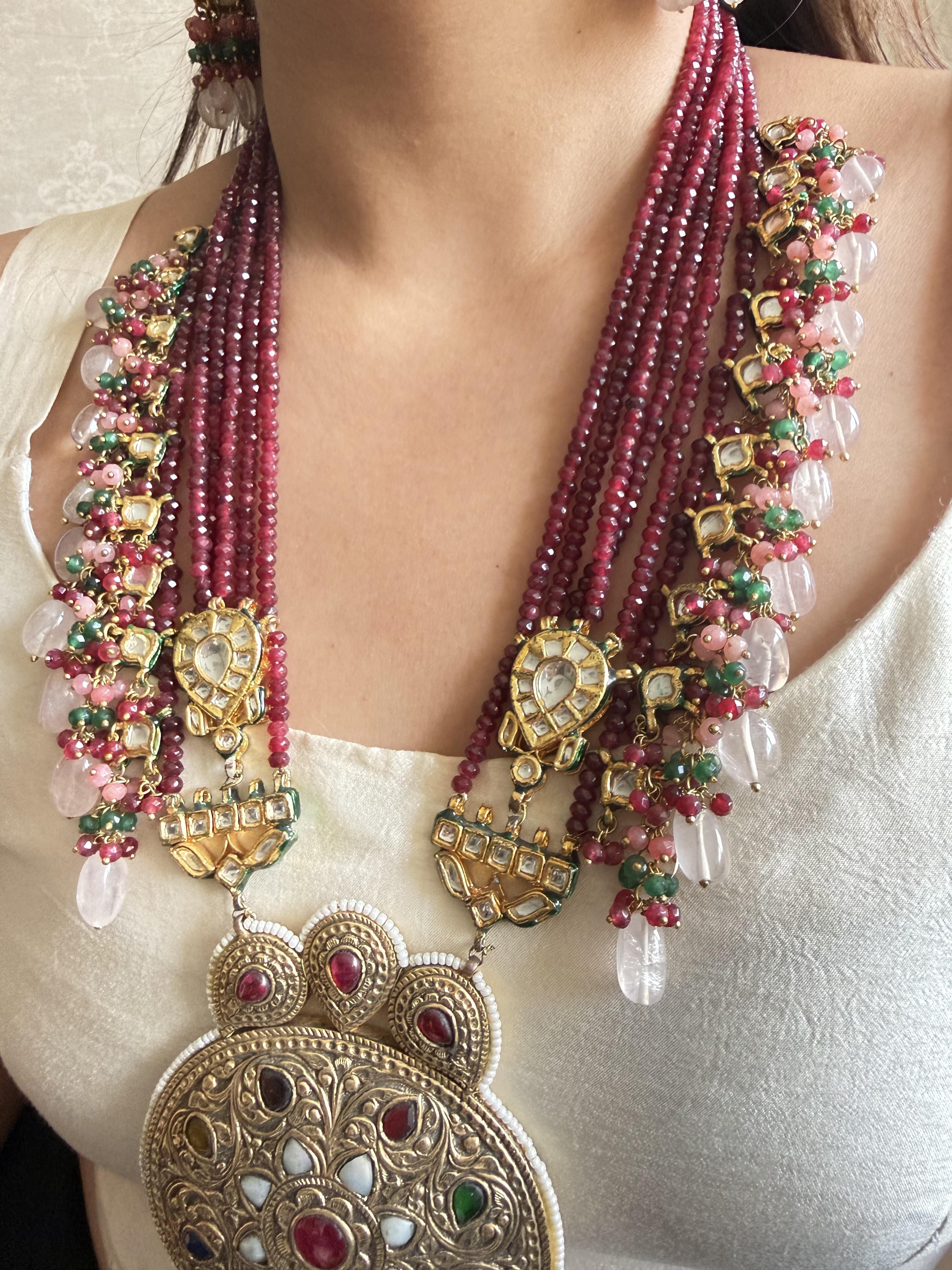 Vaasvi Long Navratna Pendant Necklace