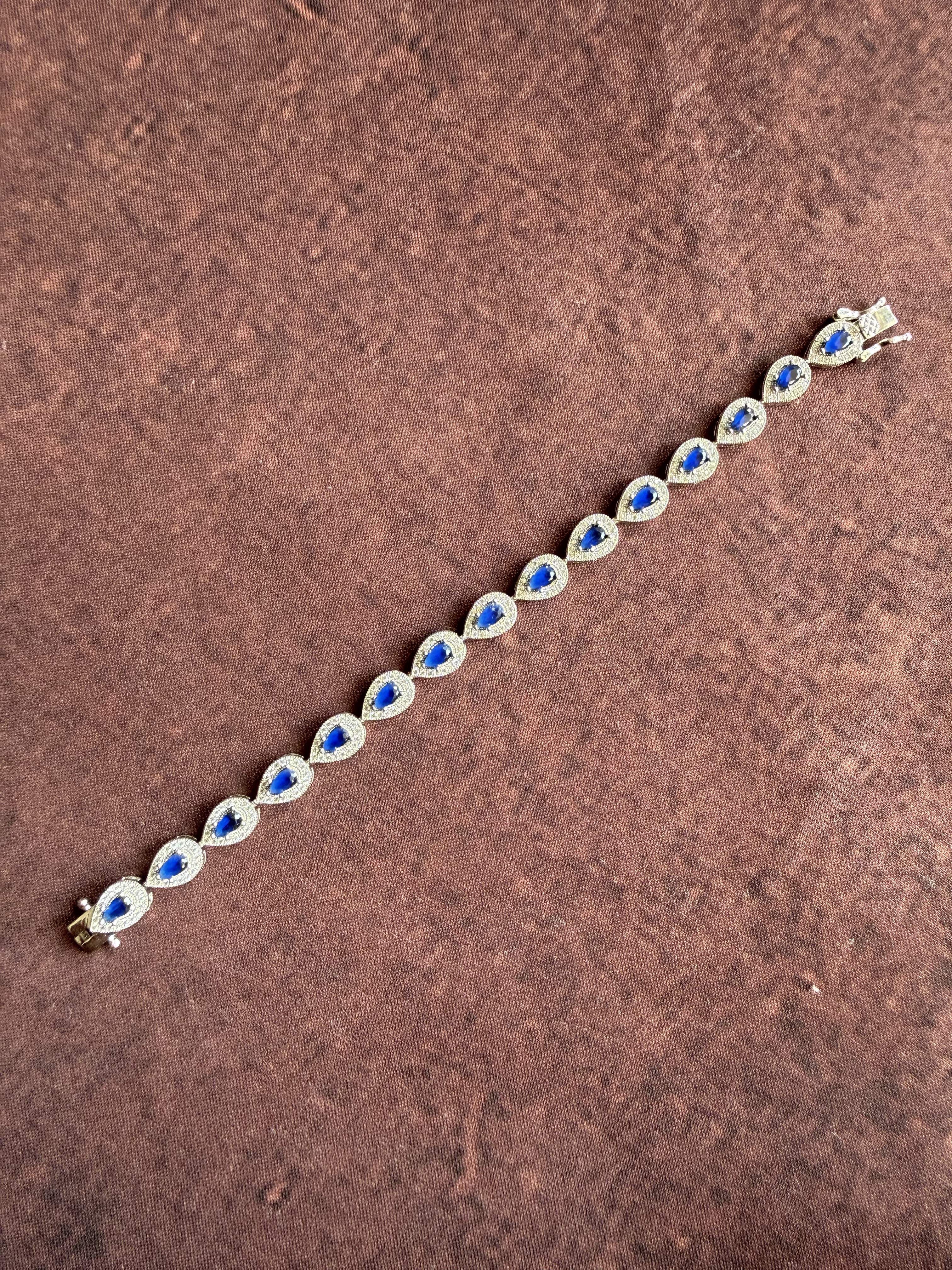 BLUE DROP SHAPE TENNIS BRACELET