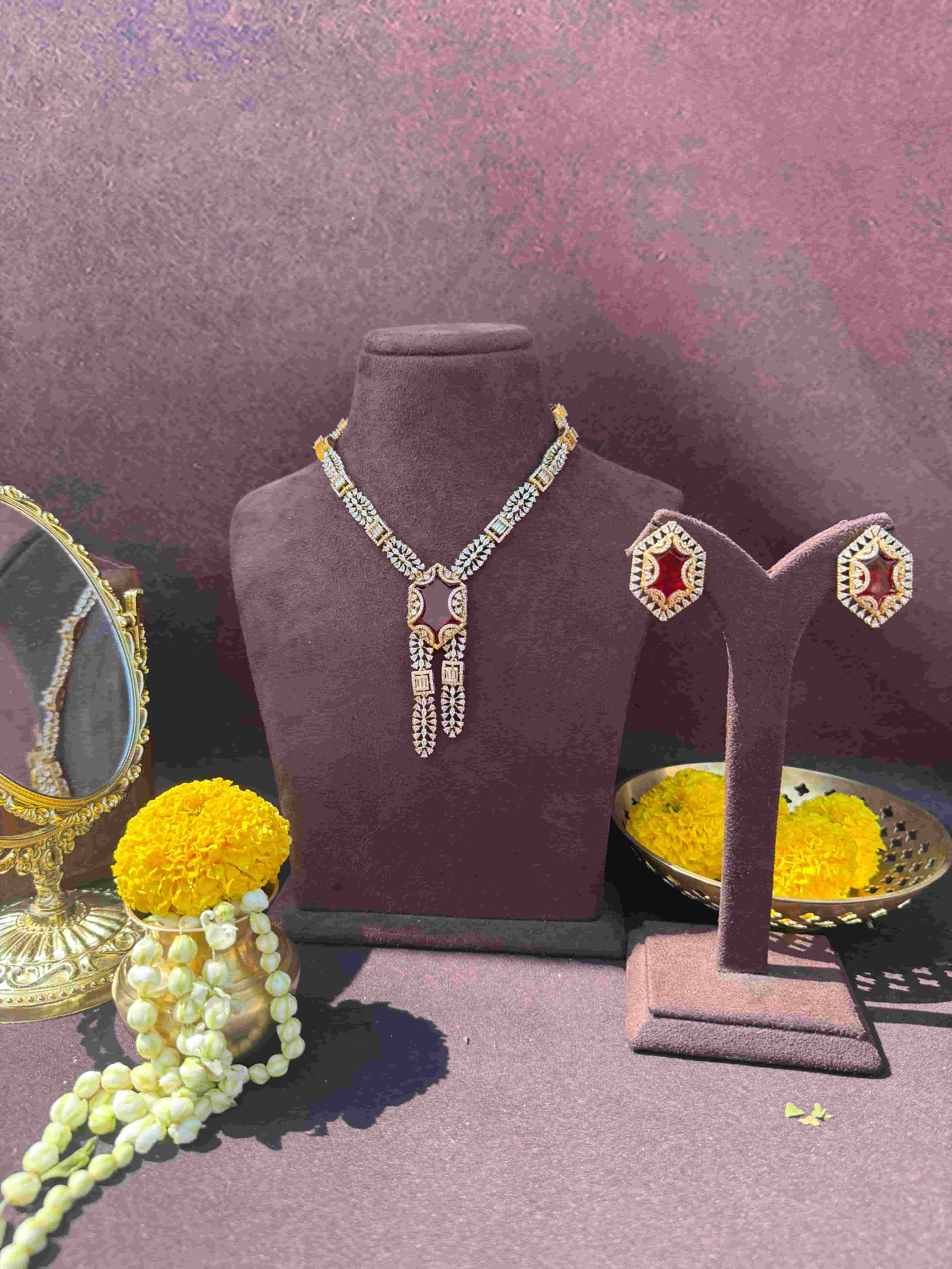 WALIA RED DOUBLET NECKLACE SET