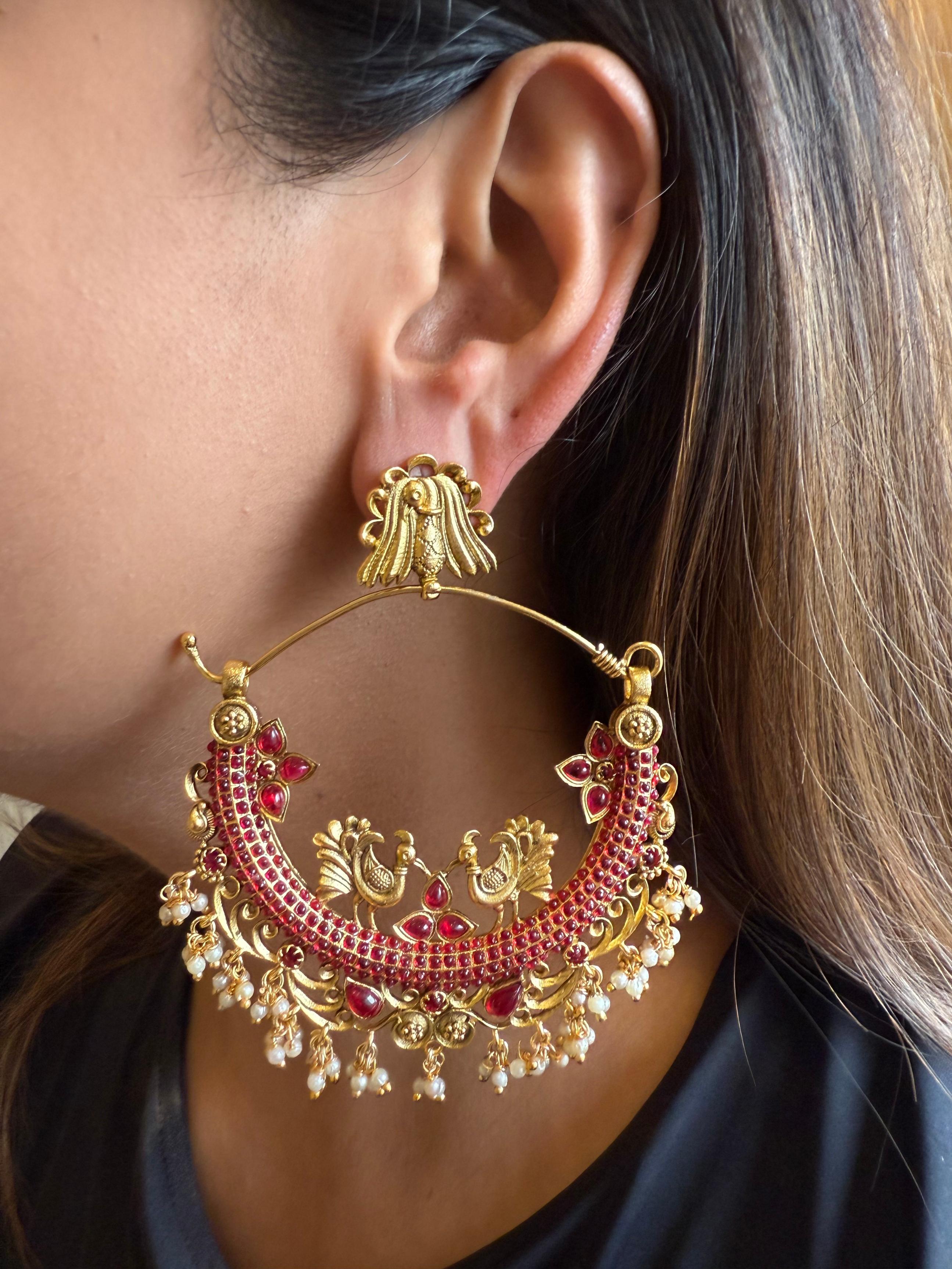 Kajal Gold Chandbali (Gold+Red)