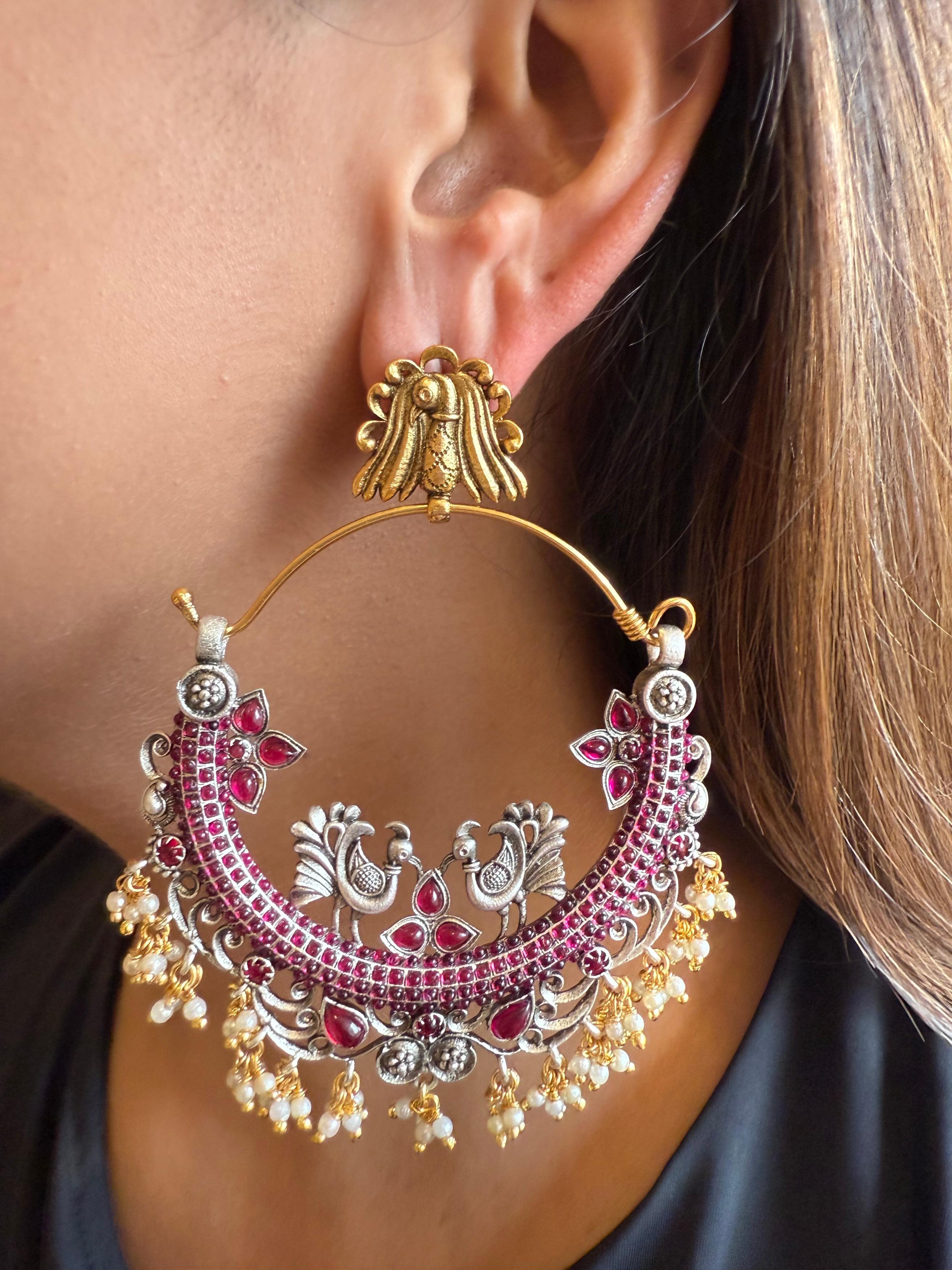 Kajal Gold Chandbali (Silver+Red)