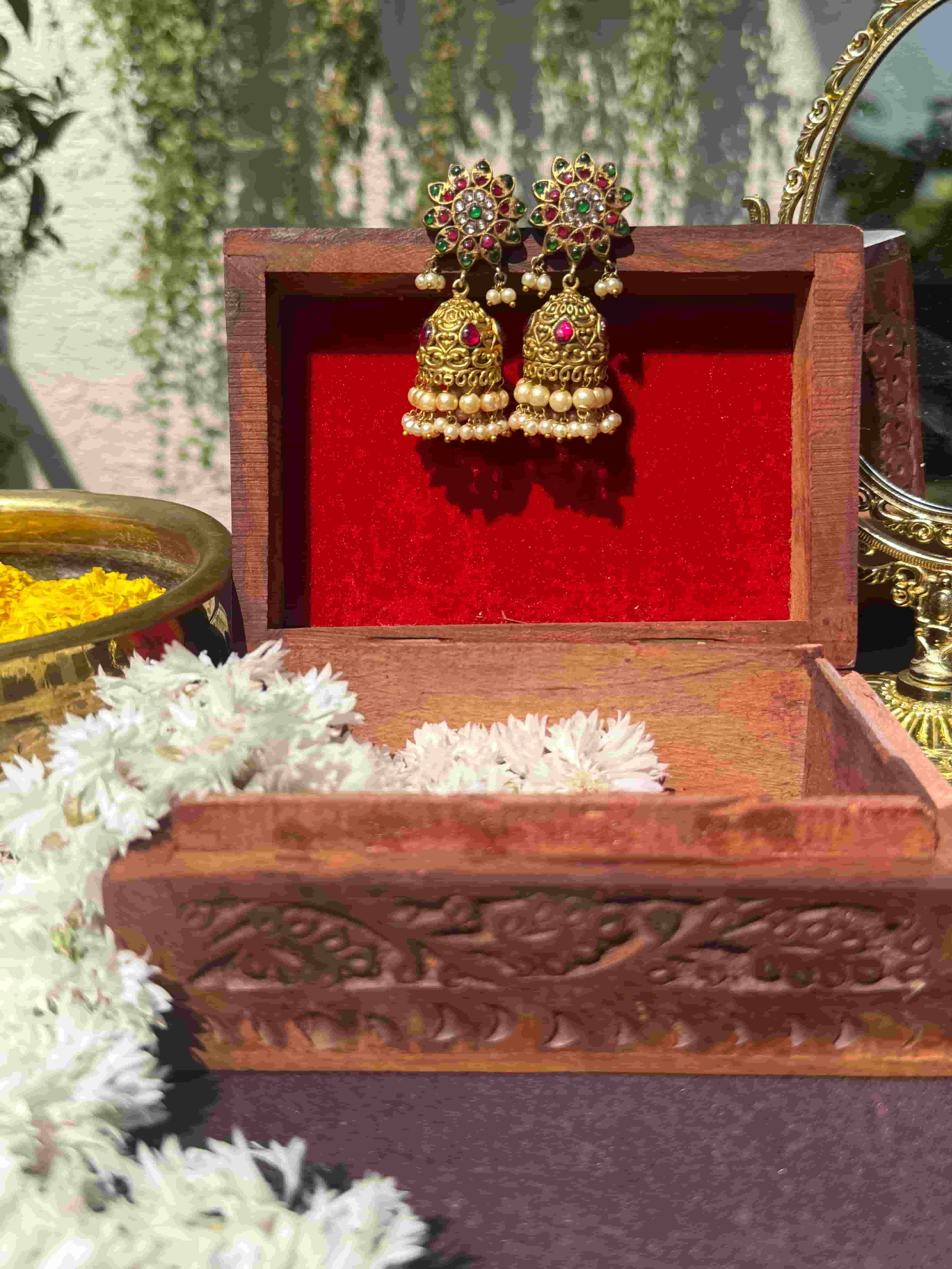 JIYA TEMPLE PURE SILVER JHUMKA