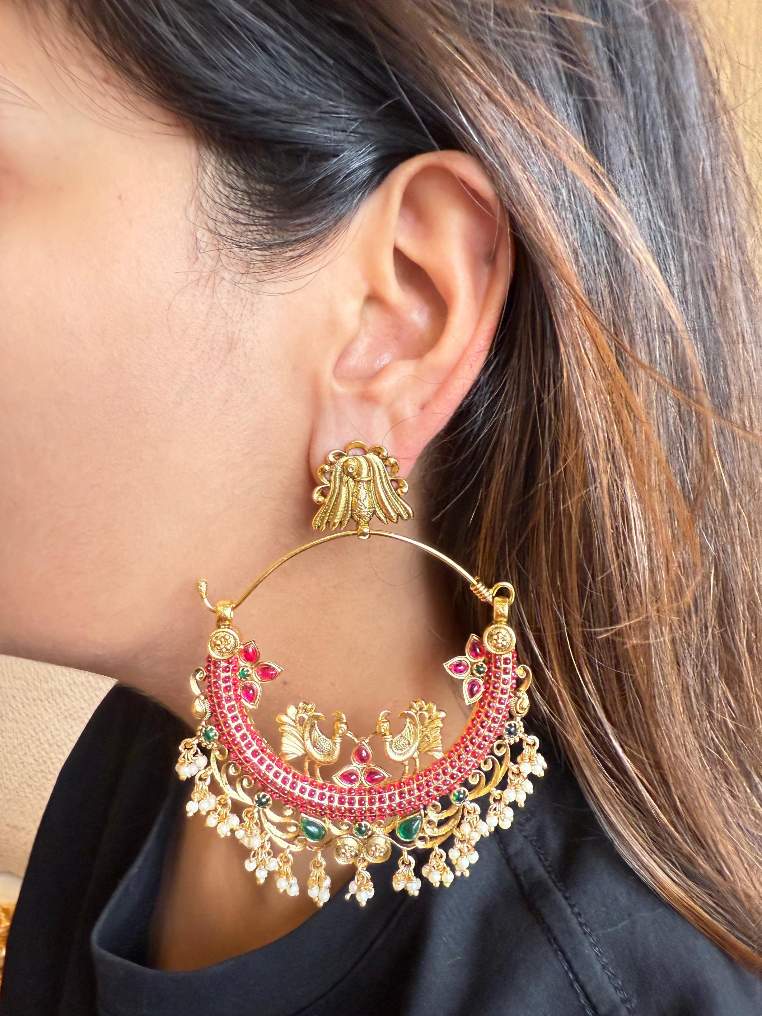 Kajal Gold Chandbali (Gold+Red+Green)