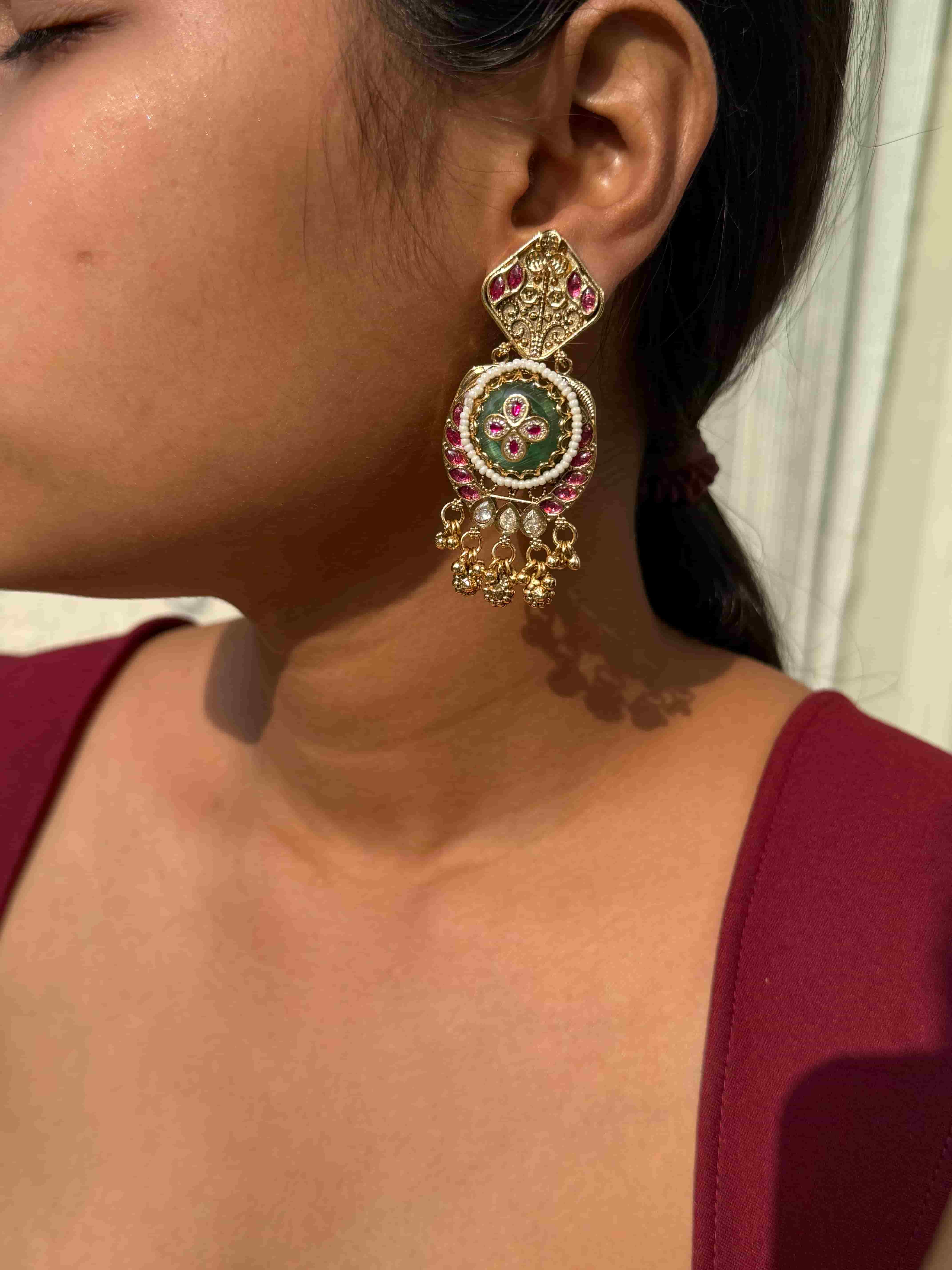 barkha mint green earring