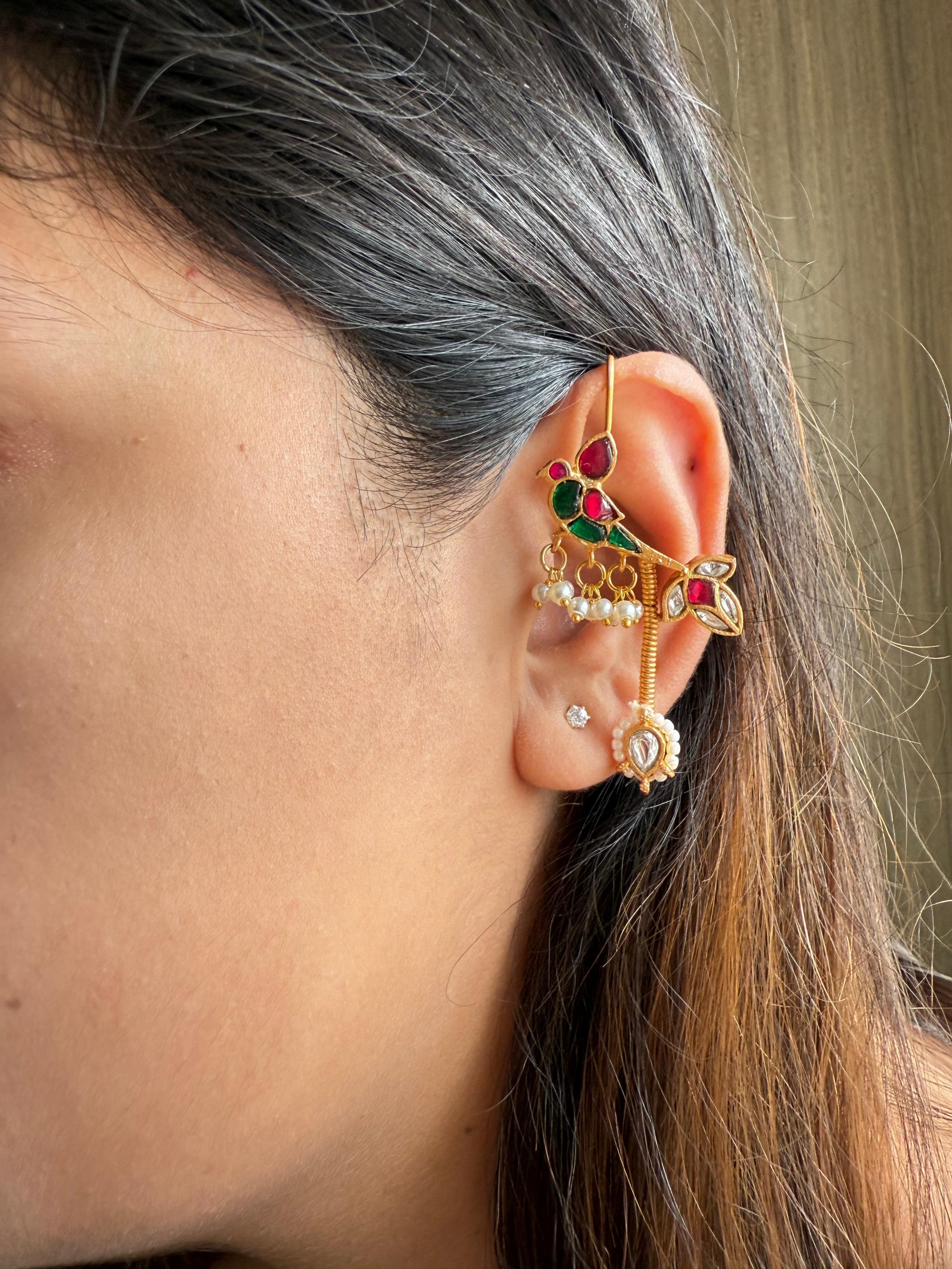 Lata Kundan Cuff (Red+Green)