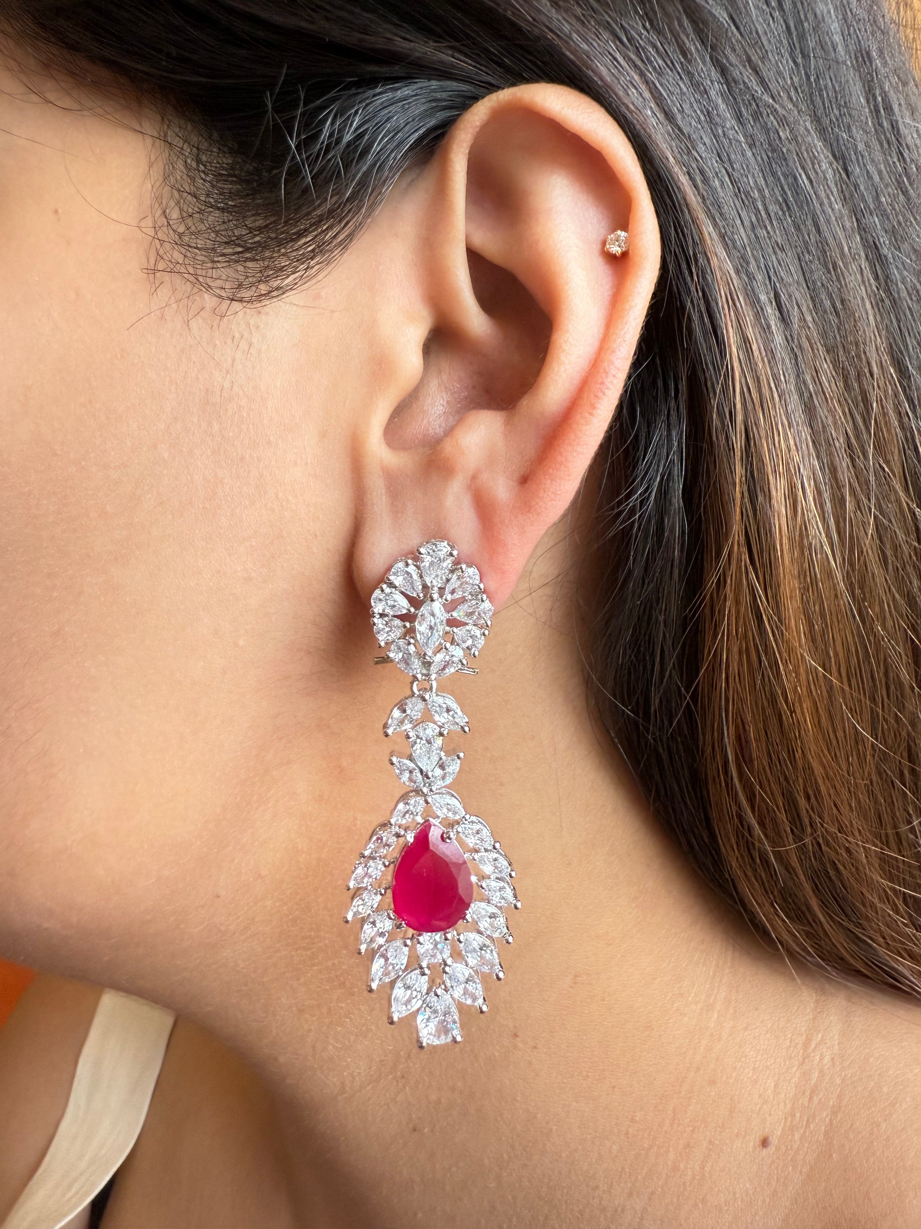 Hazoor Diamond Earring (Ruby)
