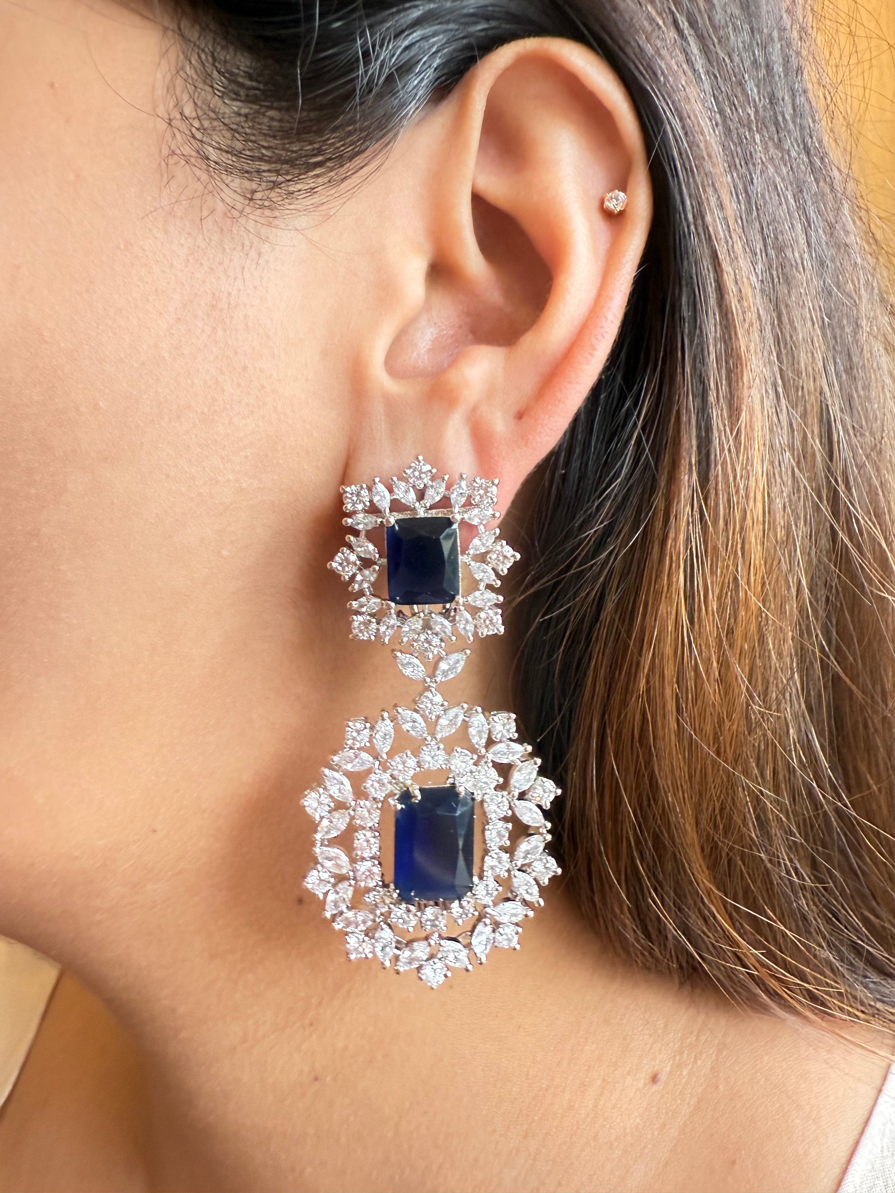 Vaashi Diamond Earring (Blue)