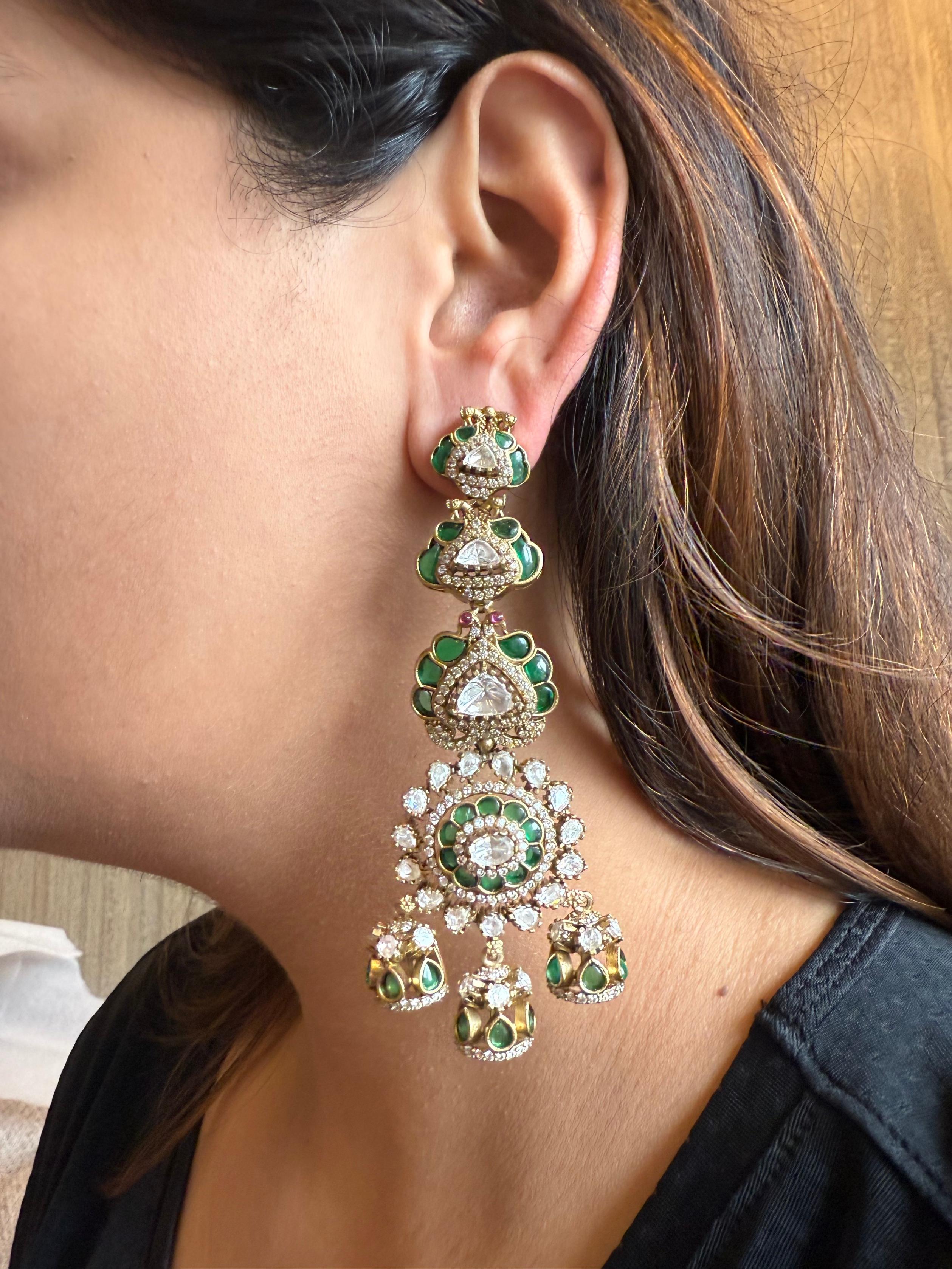 SUHIKA GREEN LONG VICTORIAN JHUMKA