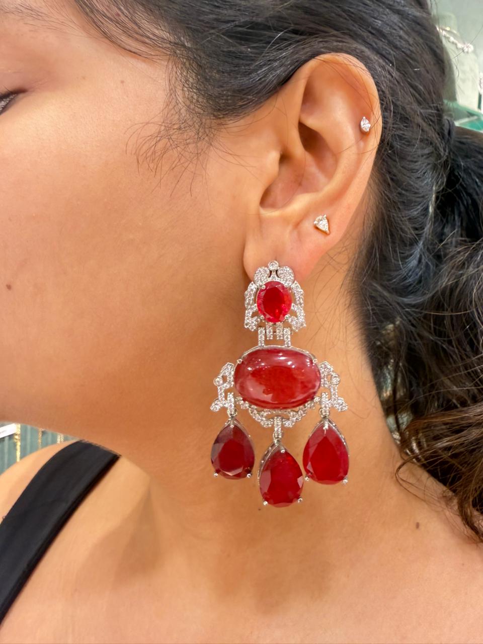 YASHI RED DOUBLET EARRING