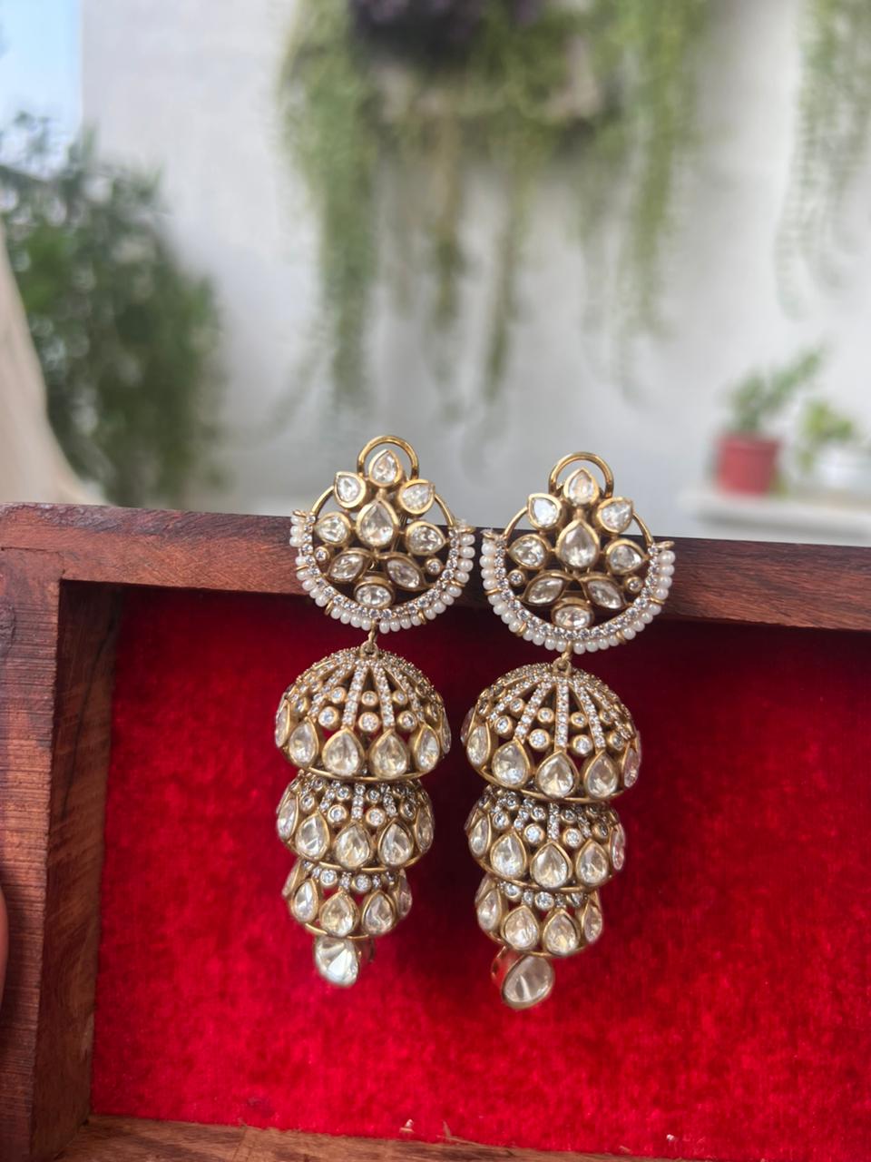 ASHIKA MOISSANITE POLKI JHUMKA