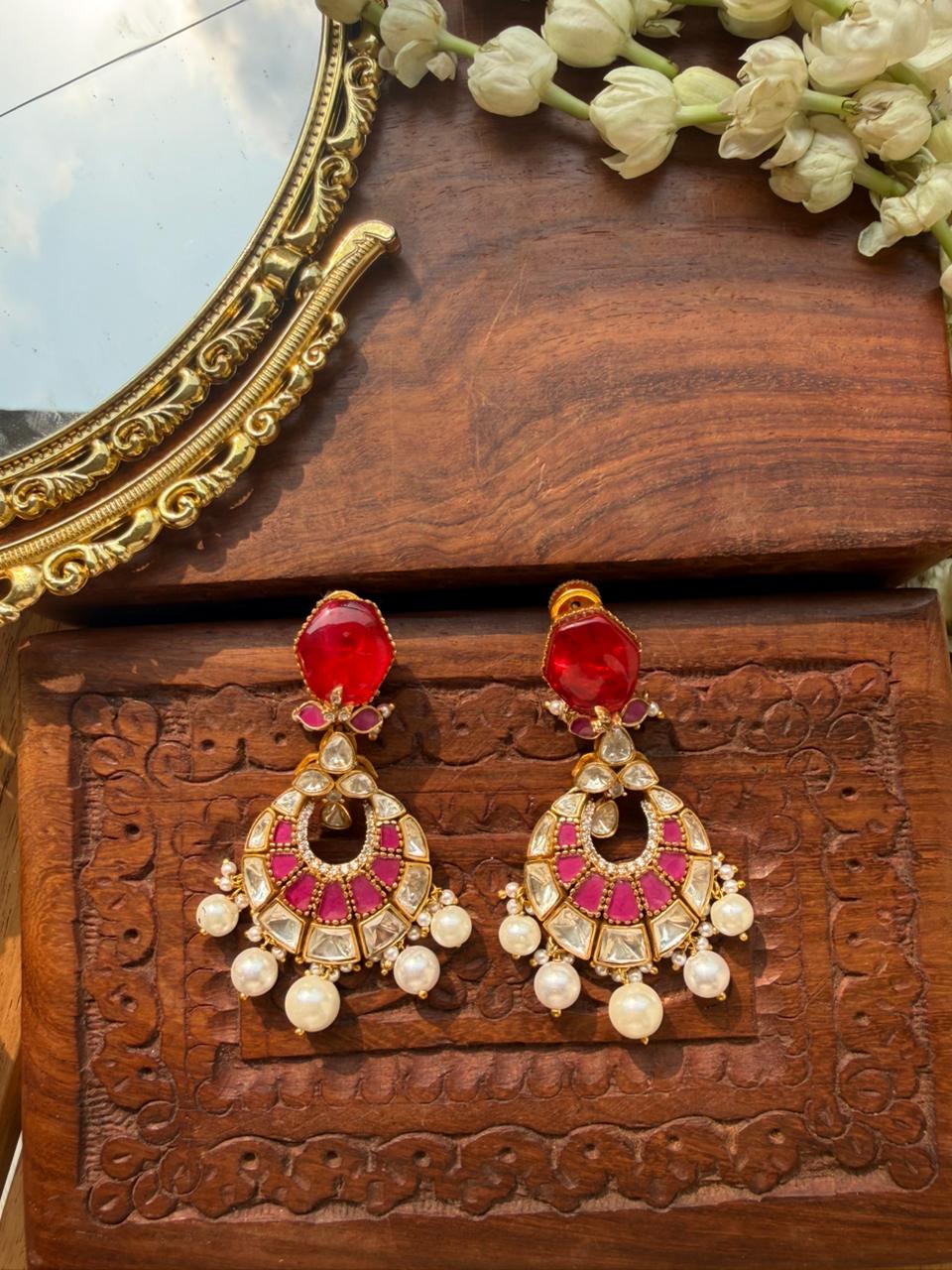 ADRIJA RED DOUBLET EARRING