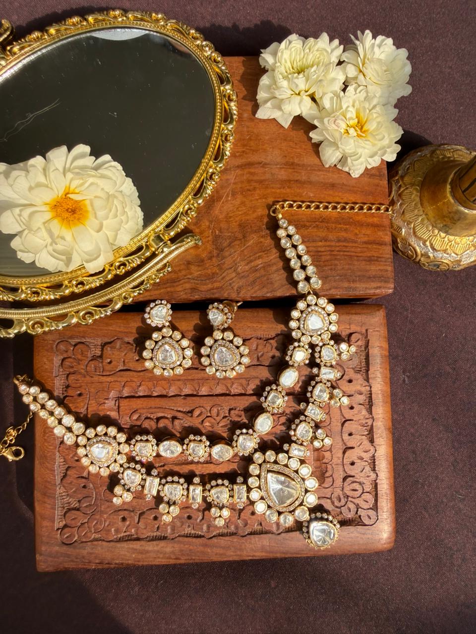 RAVINA MOISSANITE POLKI NECKLACE SET