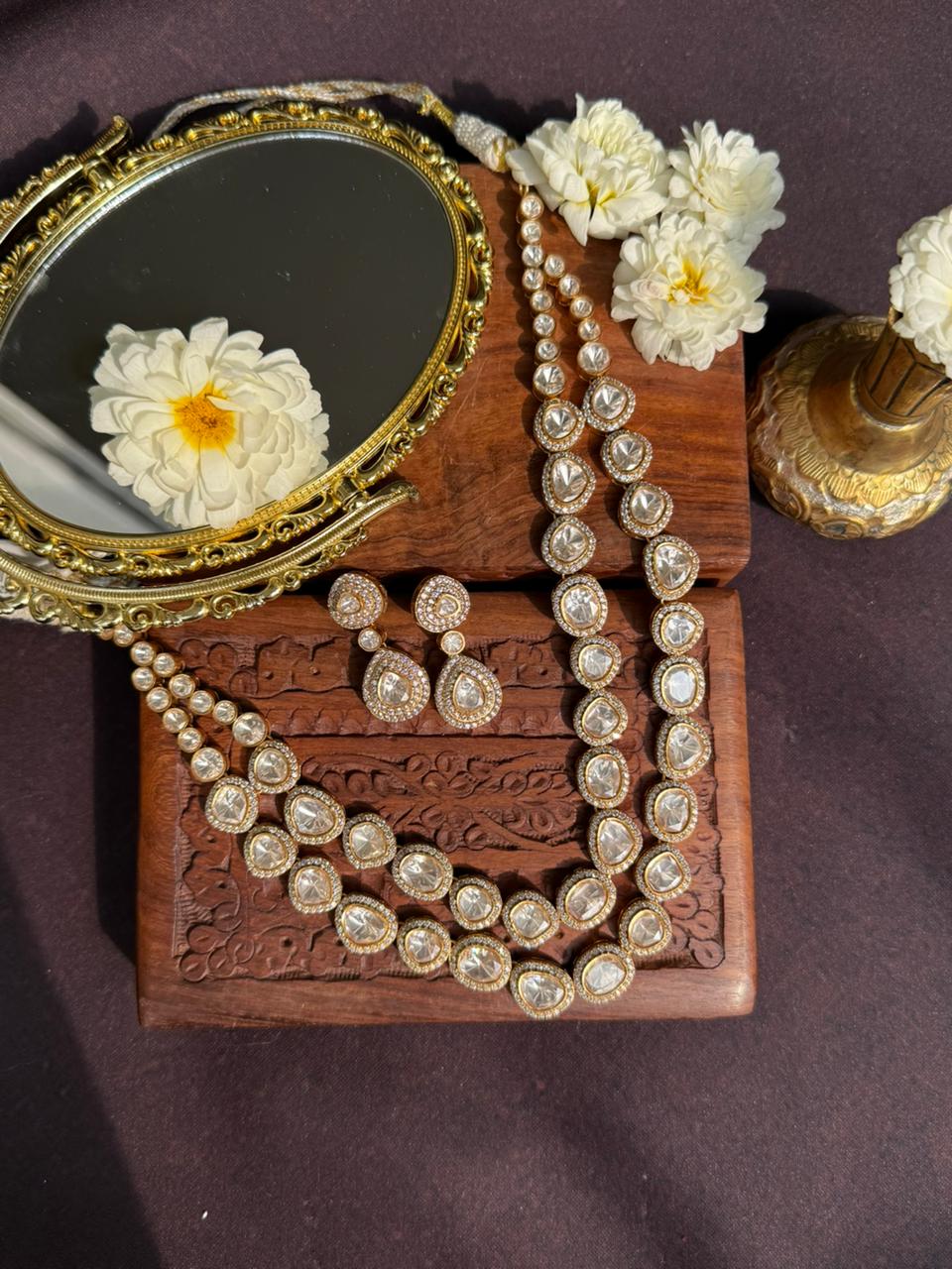 AKANSHA MOISSANITE TWO LINE NECKLACE SET