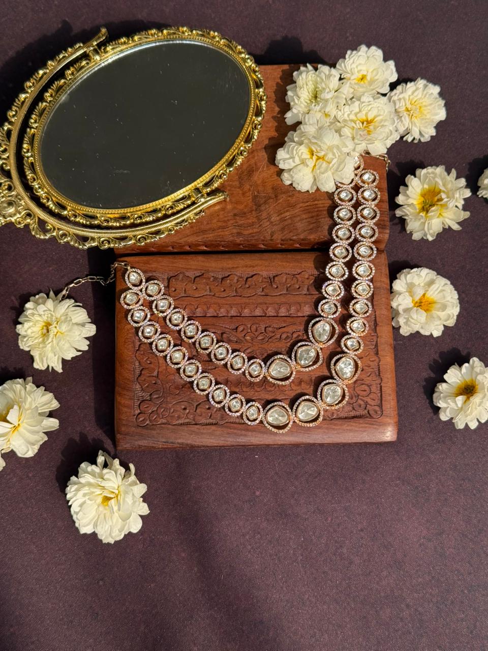 ANWARA ROSE GOLD POLKI SET