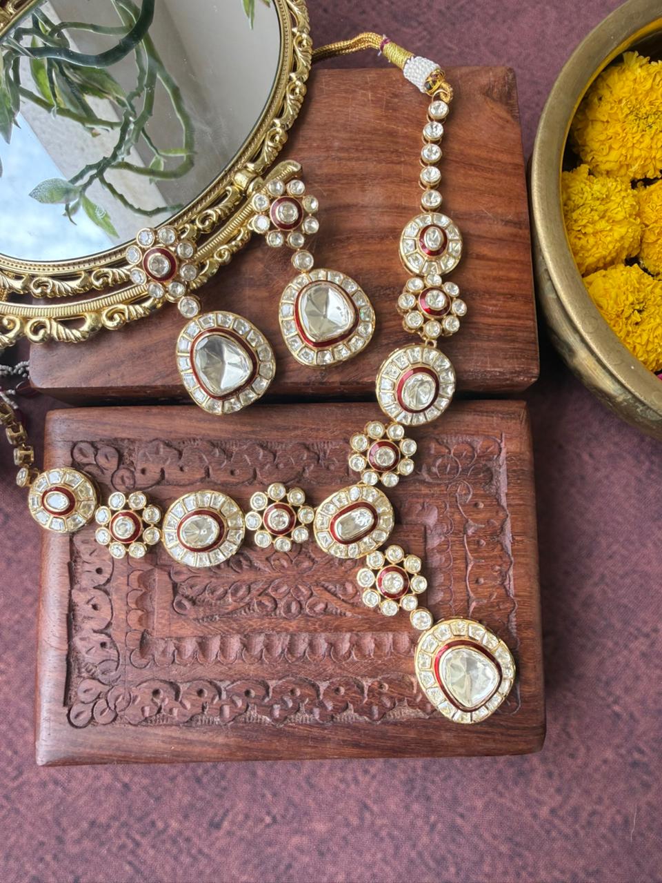 RUHI MOISSASNITE POLKI NECKLACE SET