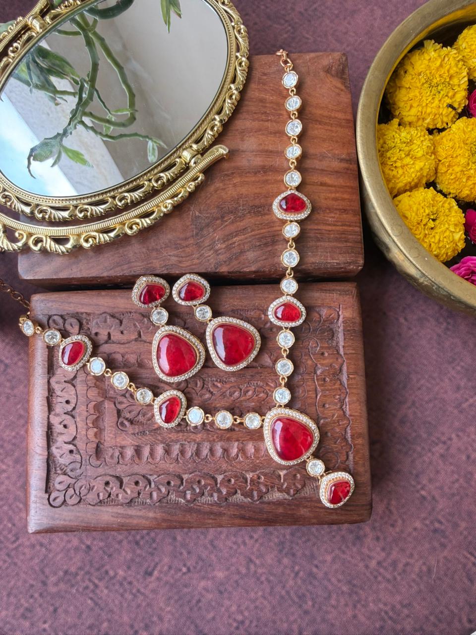 USHA RED NECKLACE SET