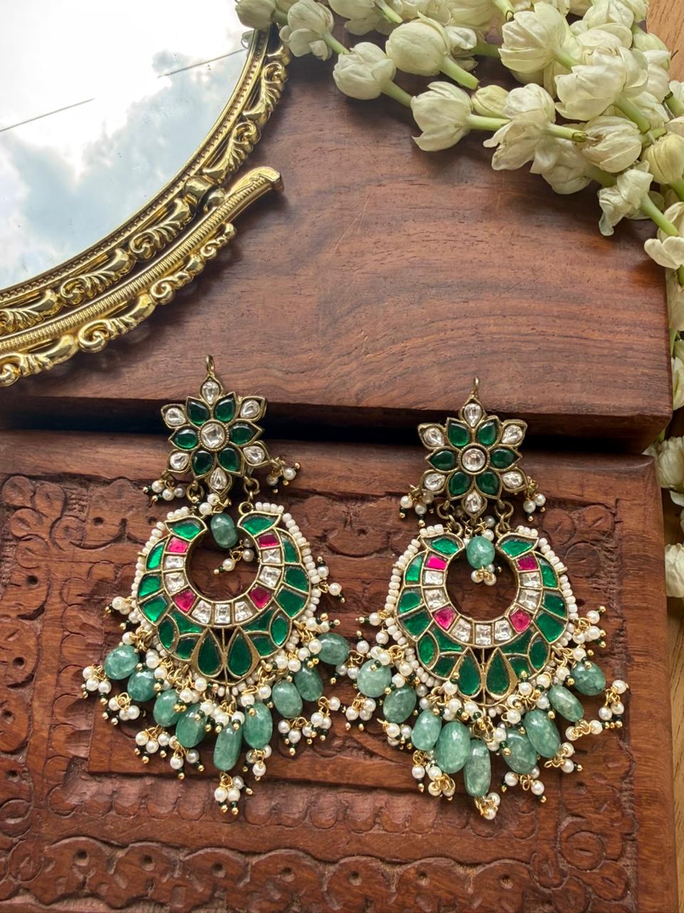 ASHA GREEN LONG EARRING