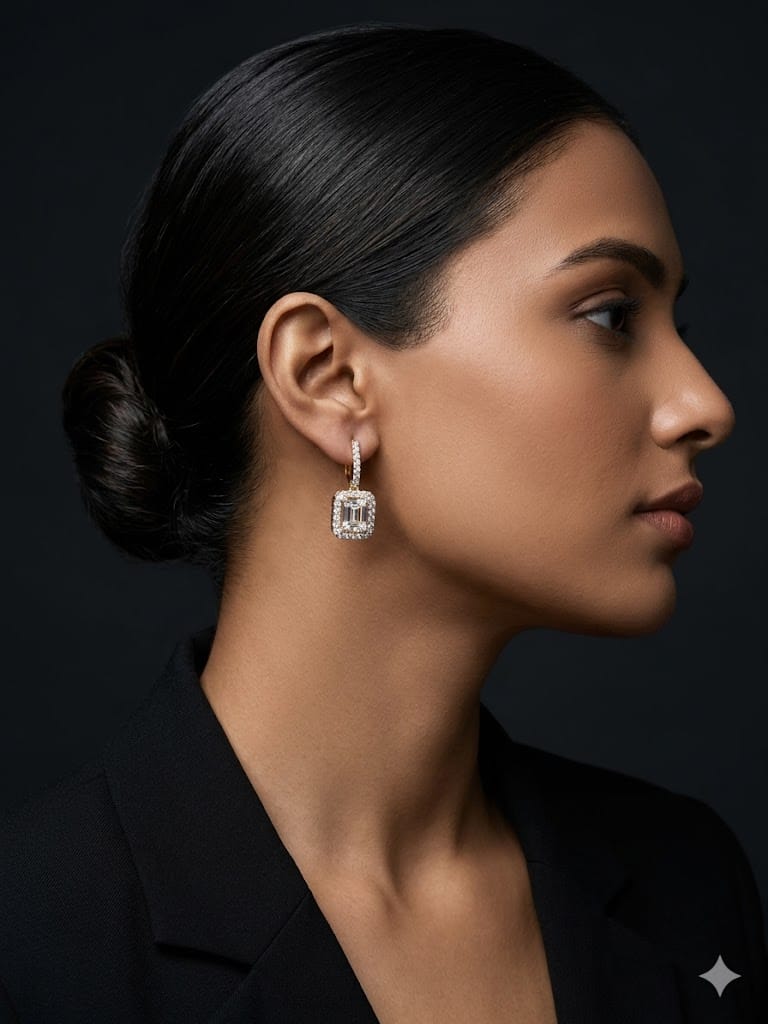 BAGUETTE DROP PURE SILVER EARRING