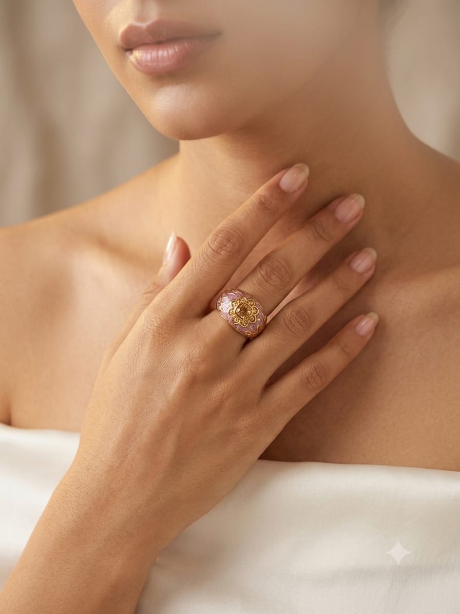 ARINI KUNDAN LILAC RING