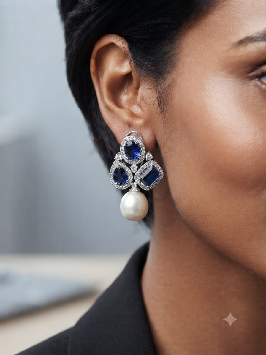 Diamanté pearl drop earrings