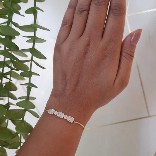 Emerald Cut Minimal Gold Polish Bracelet image 0
