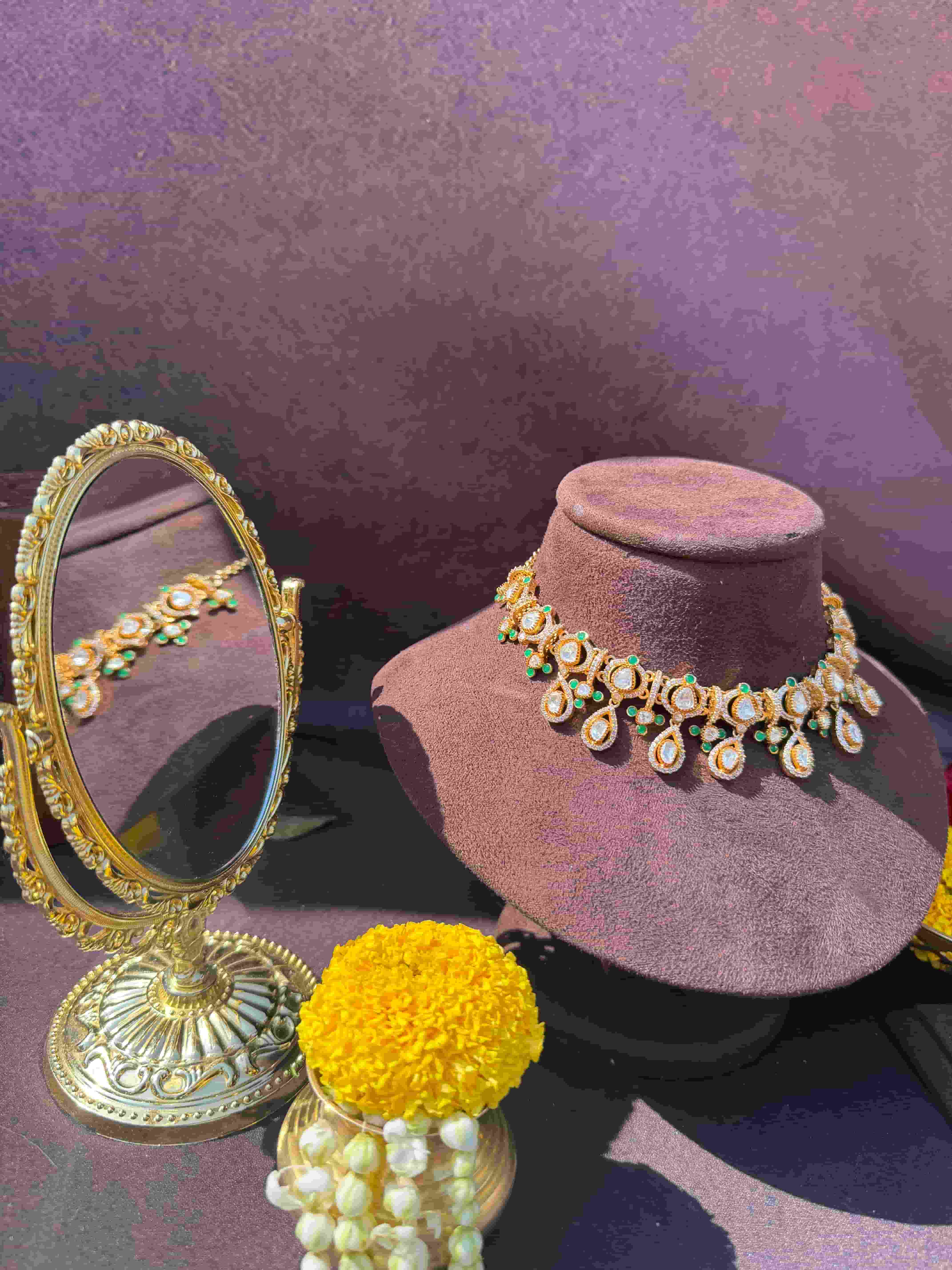 AARNA MOISSANITE POLKI NECKLACE SET