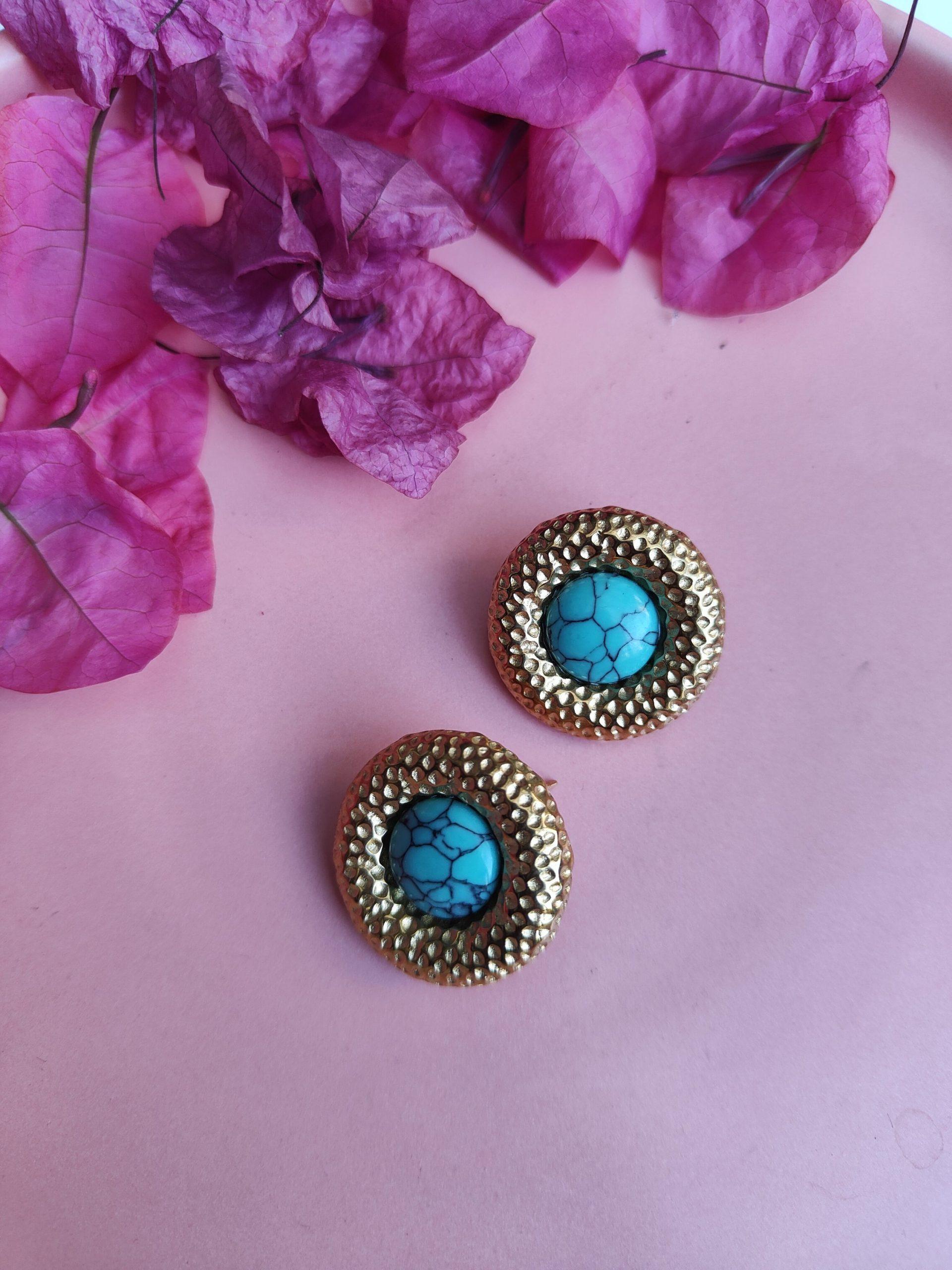 Resin Blue Round Studs image 0