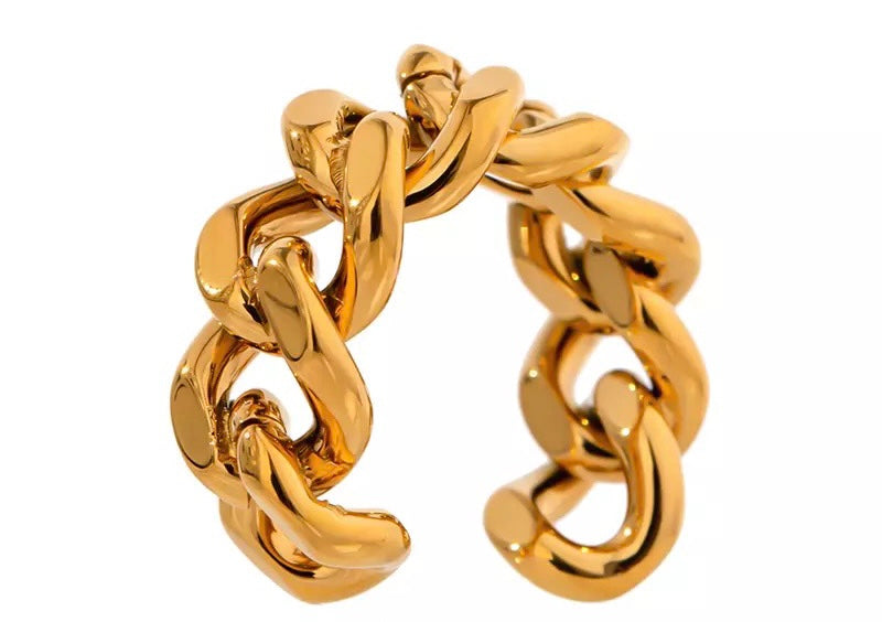 GOLD CHAIN LINK RING image 2