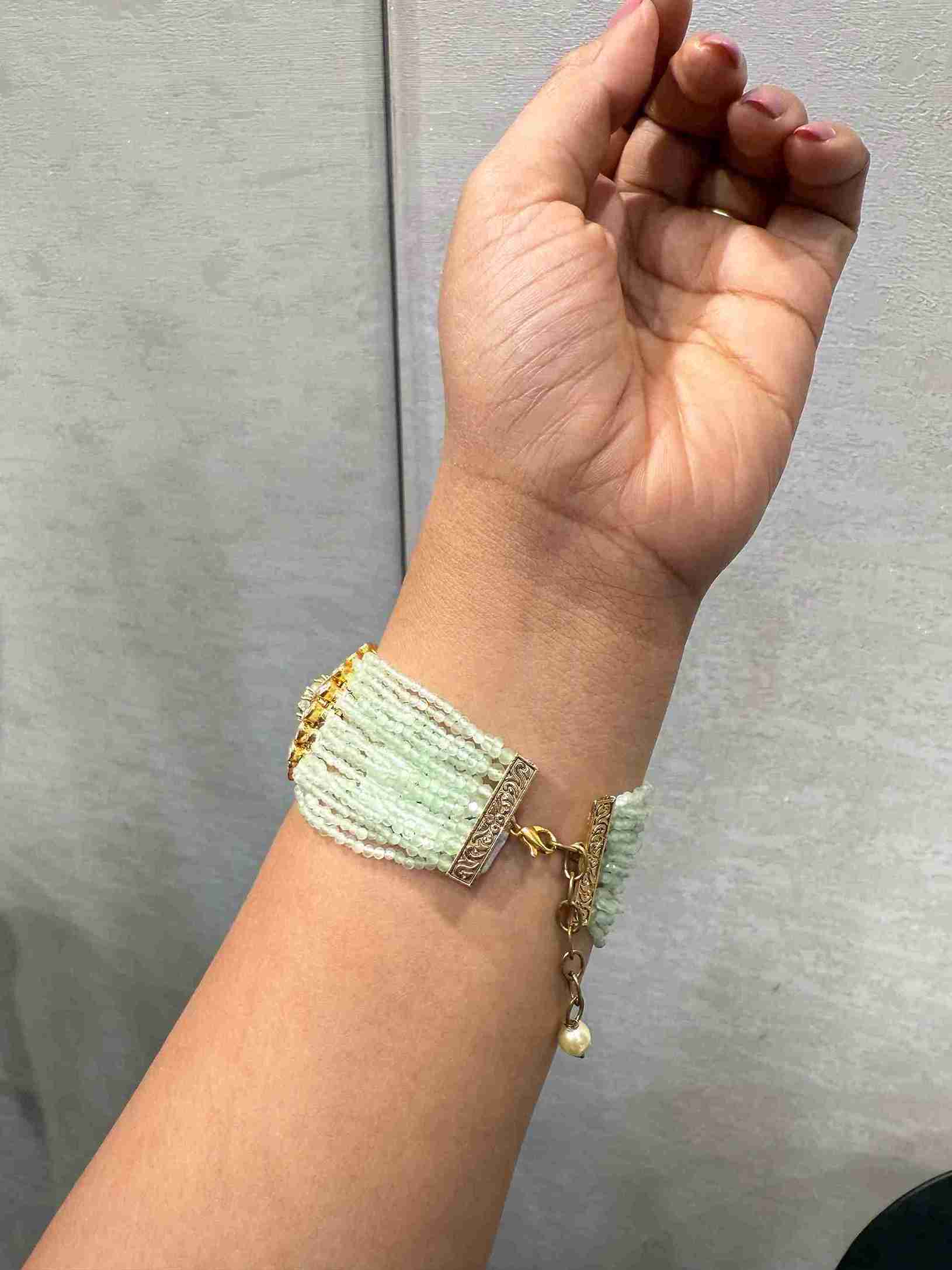 FARIDA MINT GREEN PURE SILVER BRACELET image 1