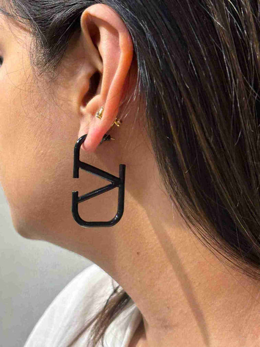 VALENTINO BLACK HOOPS image 0