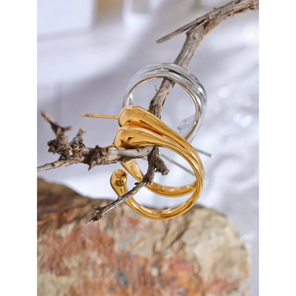 GEOMETRIC HOOPS (gold/silver) image 1