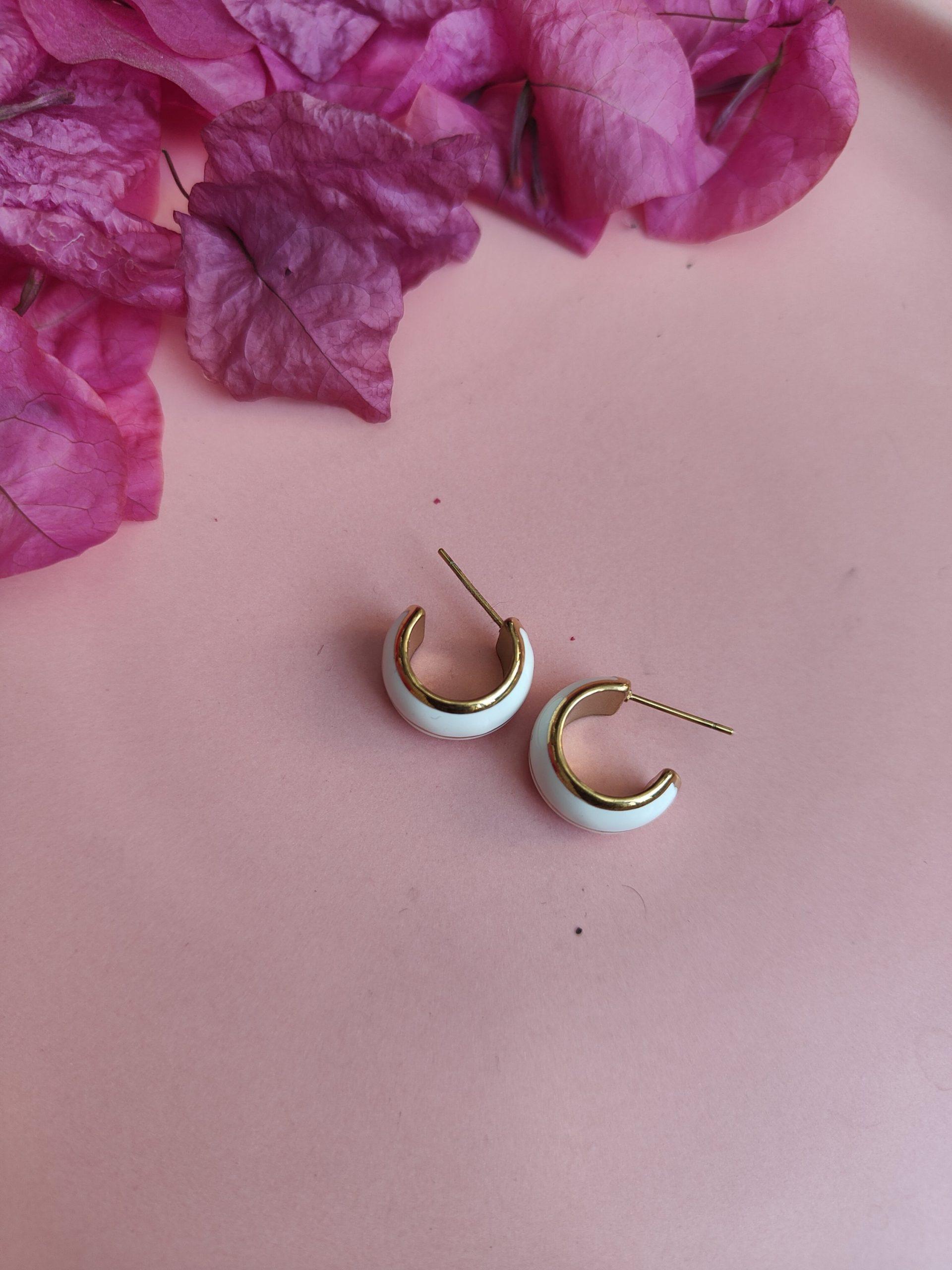 Resin White Moon Earings image 0