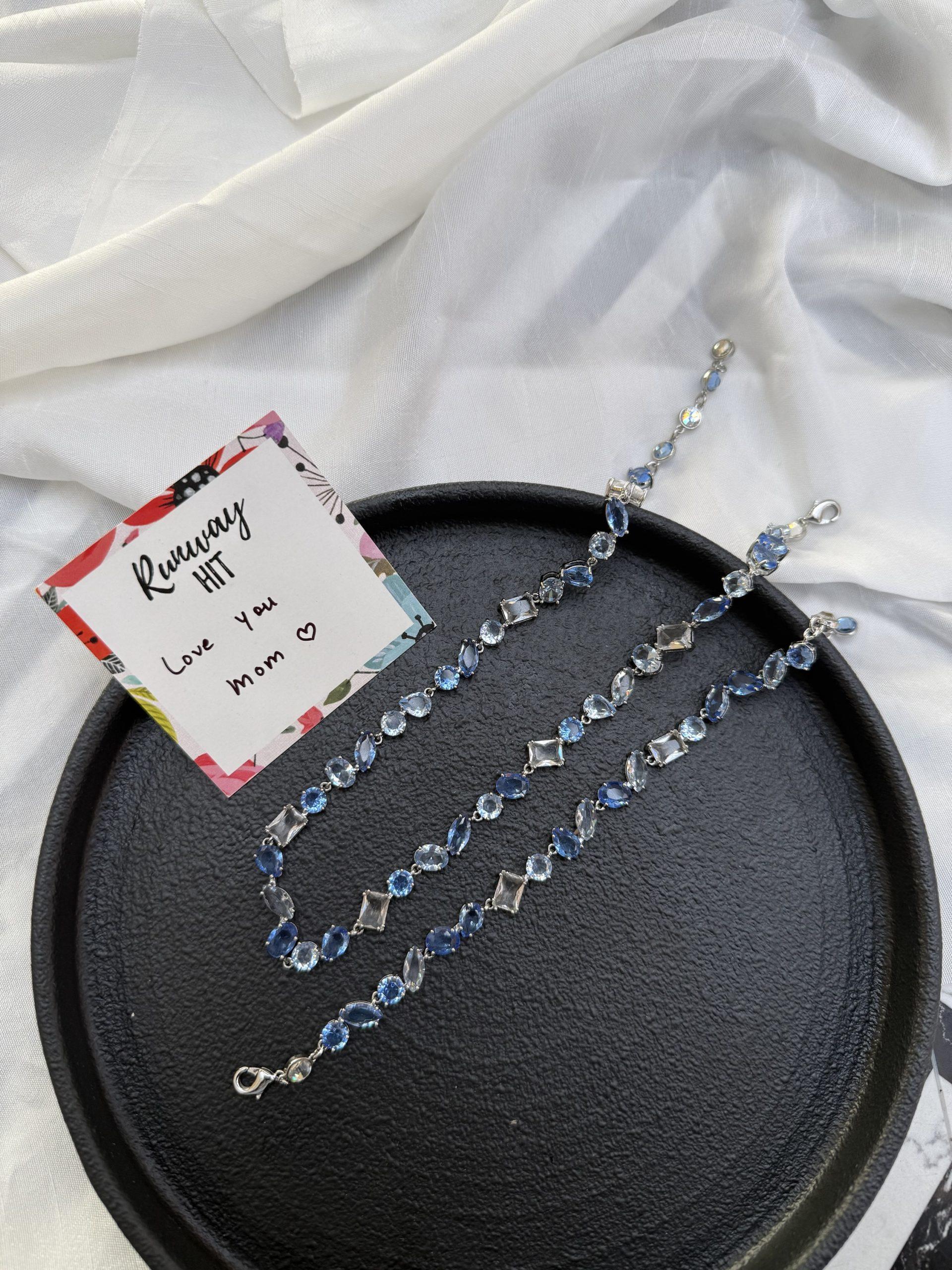 Blue Tennis Bracelet + Necklace image 0