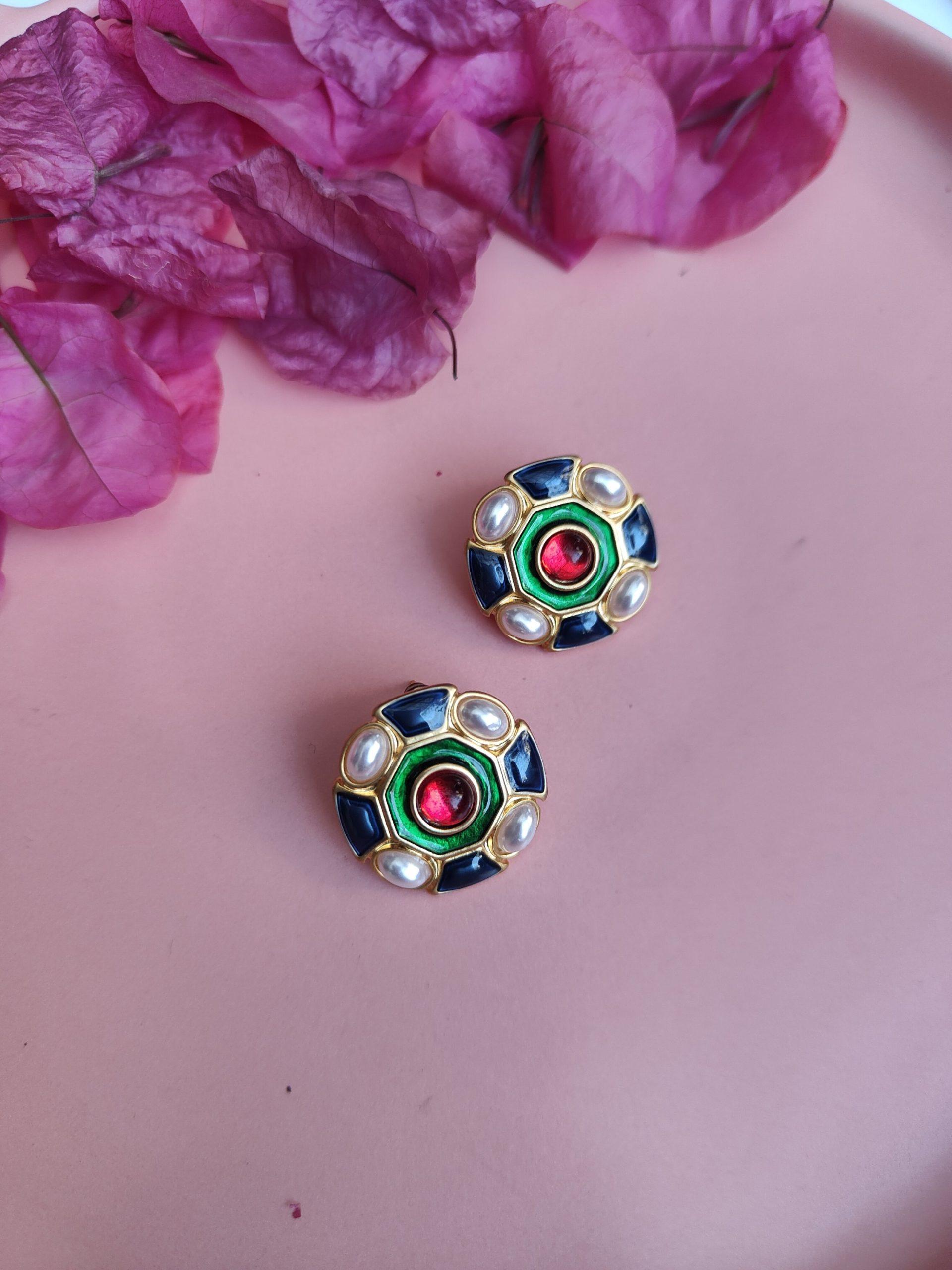 Resin Red Button Earing image 0