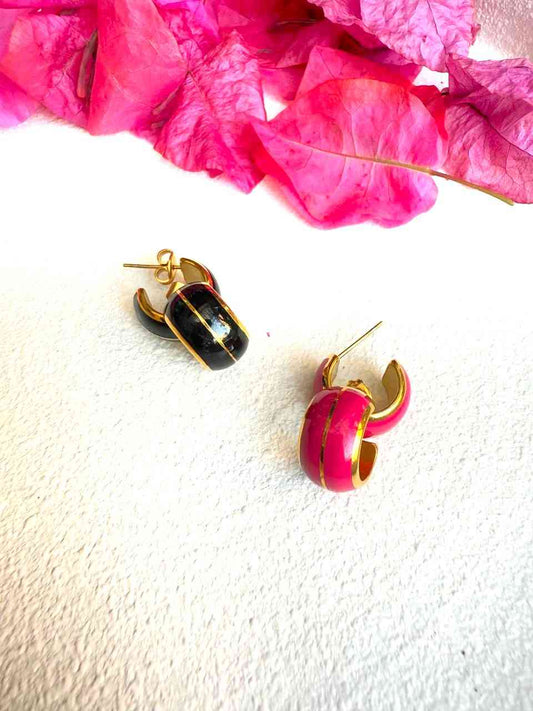 MINI BAUBLE STUD (black/pink/white) image 0