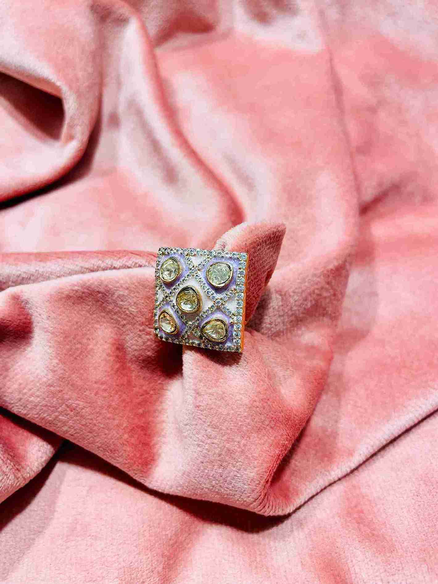 KAMYA LILAC POLKI RING image 0