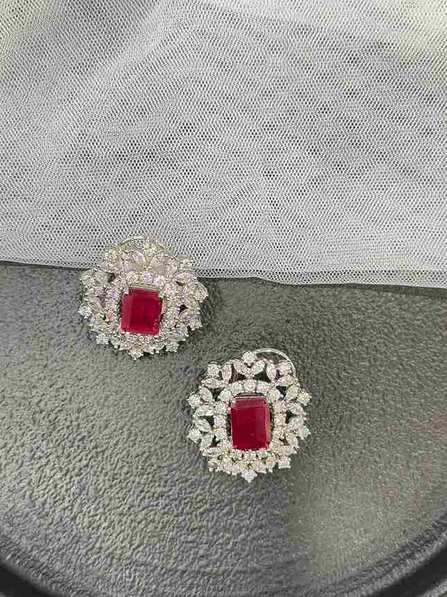 ASHA BIG RED DIAMOND EARRING image 0