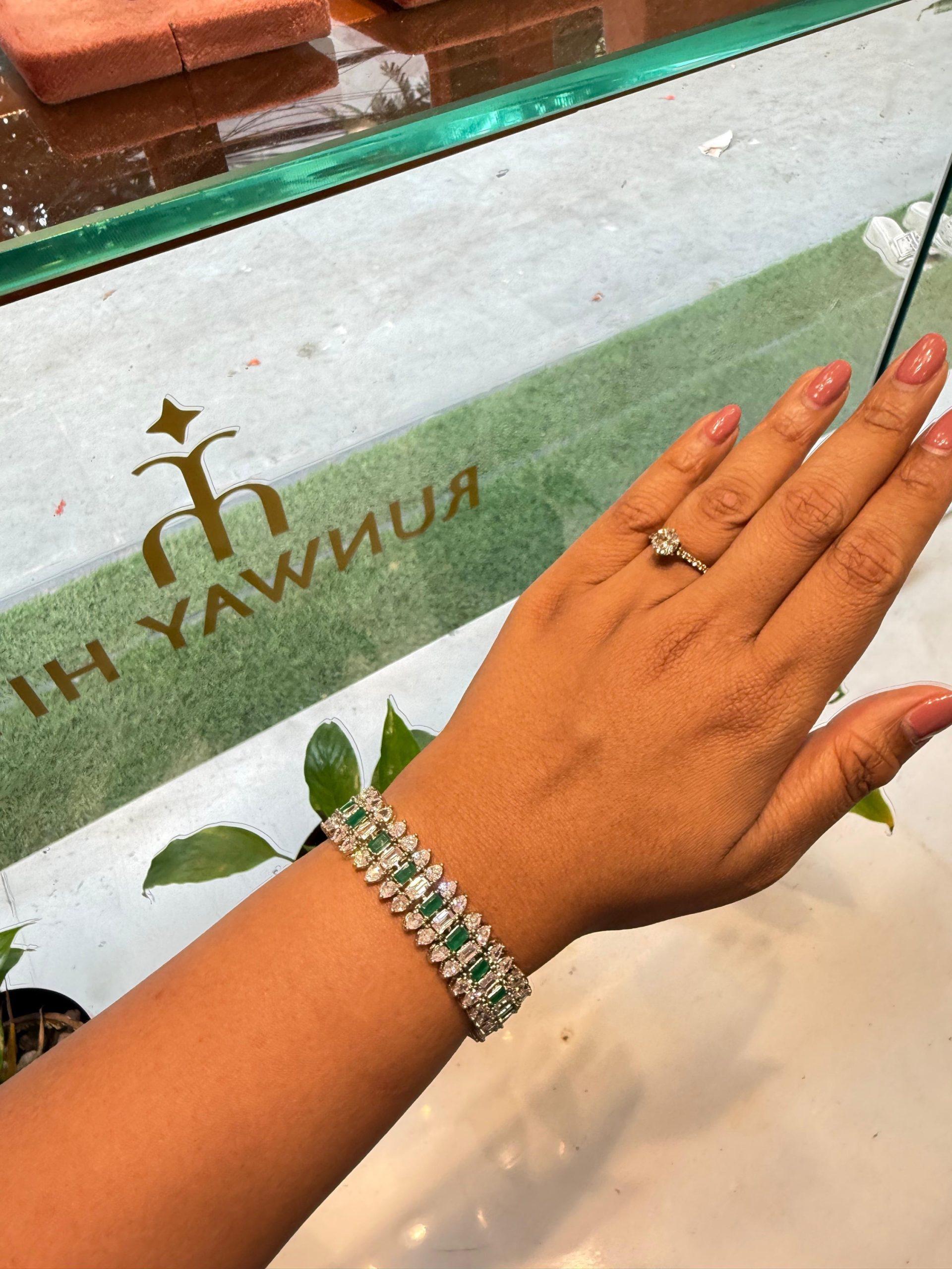 Mini Diamond Tennis Bracelet ( Green ) image 0