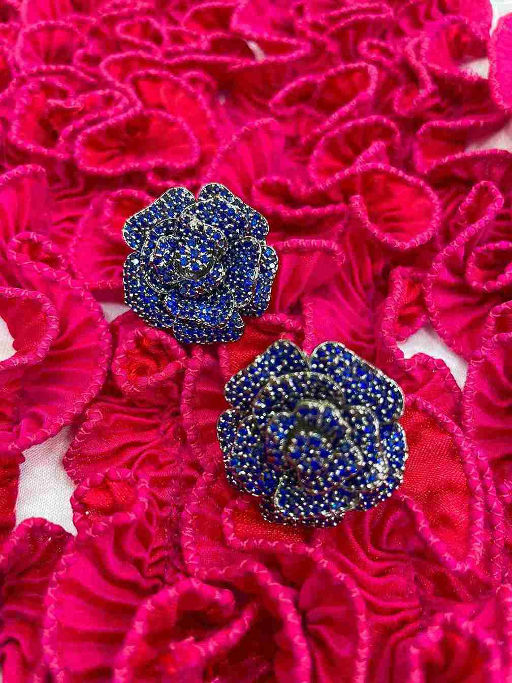 ROSE CZ BLUE STUD image 0