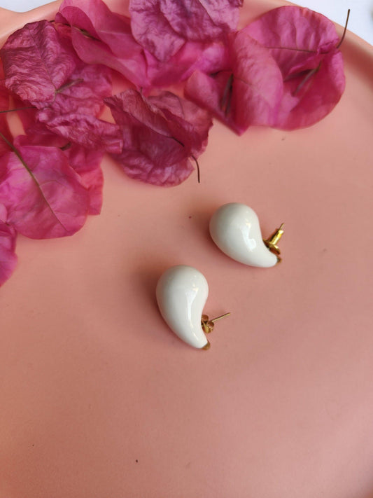 Resin White Drop Studs image 0